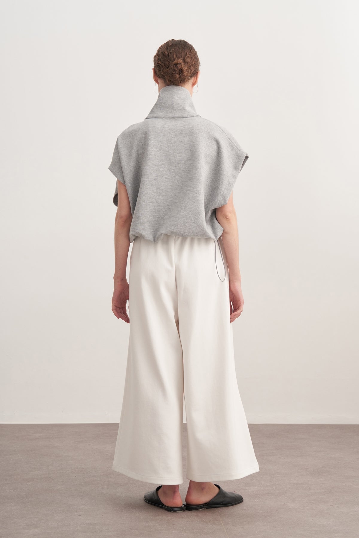 Kadın İnterlok Yüksek Yakalı Yelek Gri Melanj