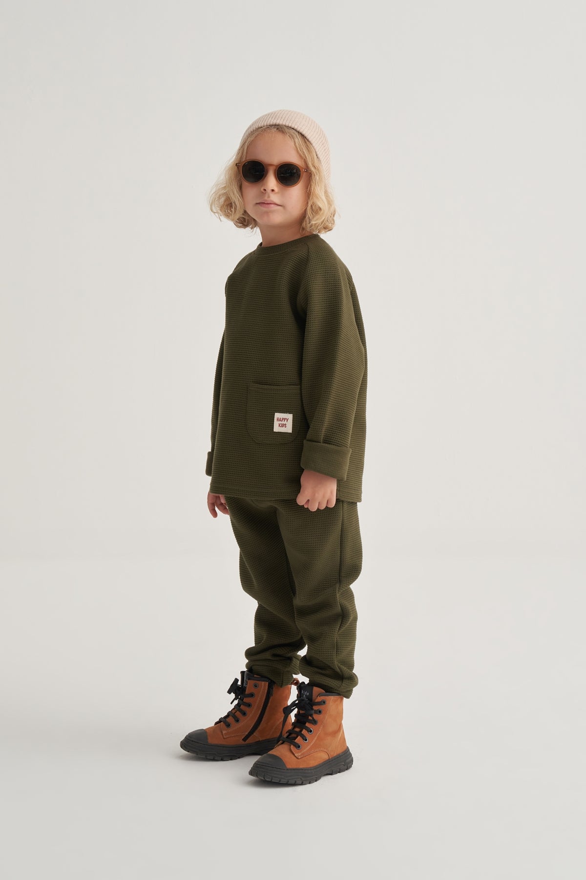 Unisex Çocuk Waffle Takım Yeşil