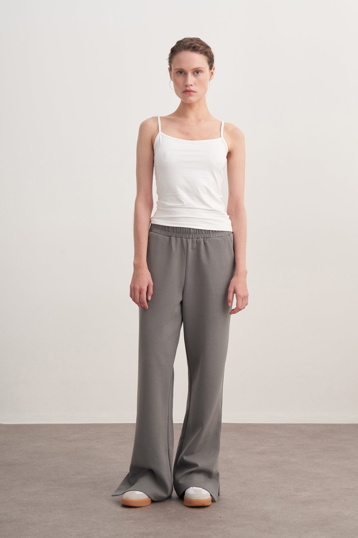 Kadın İnterlok Oversize Spor Ceket Takım Füme