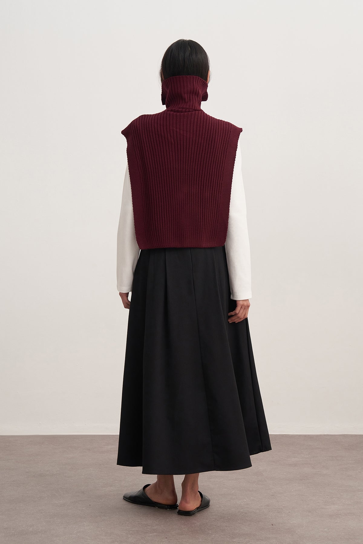 Kadın Gabardin Çift Pile Etek Siyah