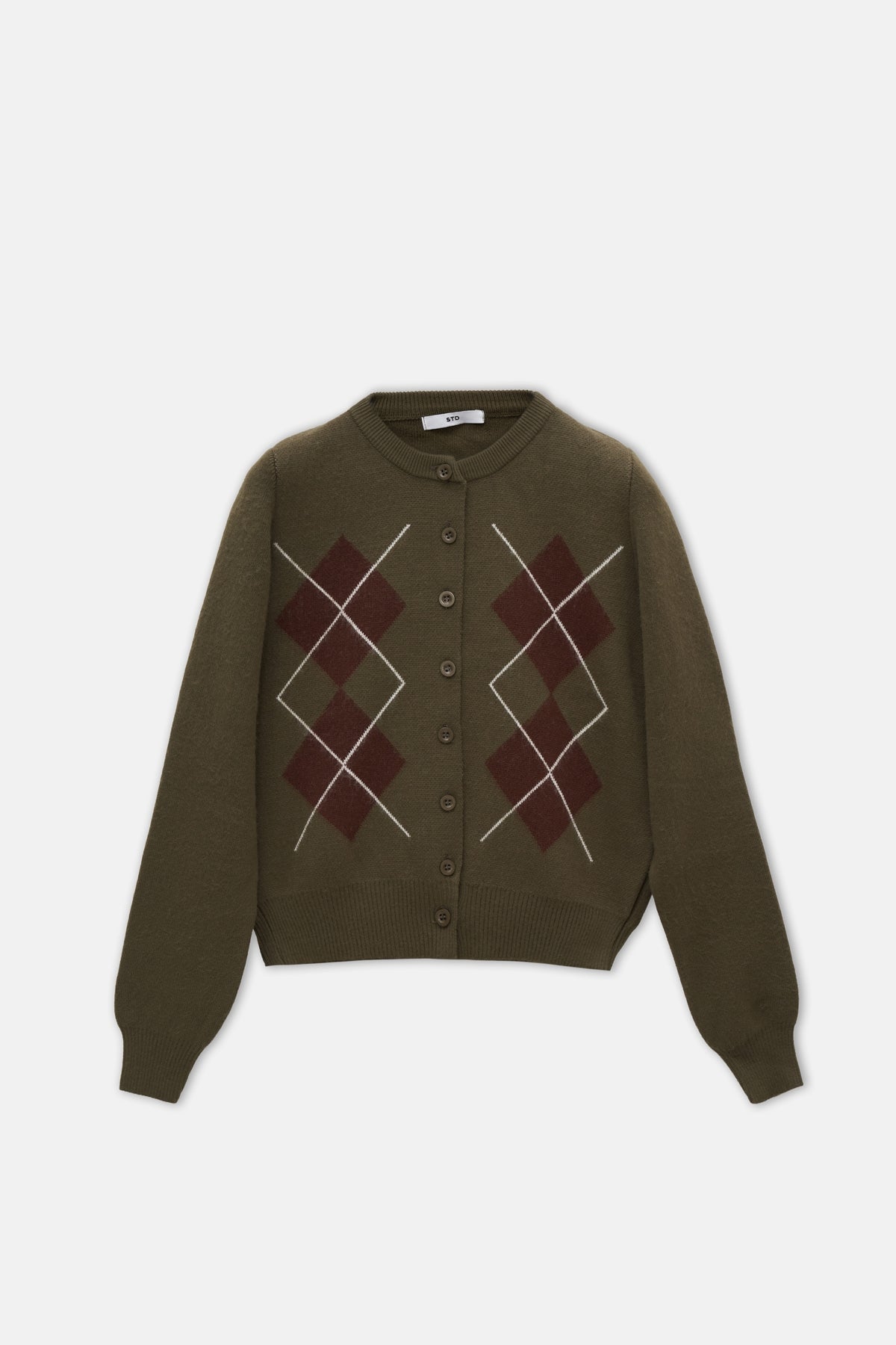 Kadın Baklava Desen Triko Hırka Haki