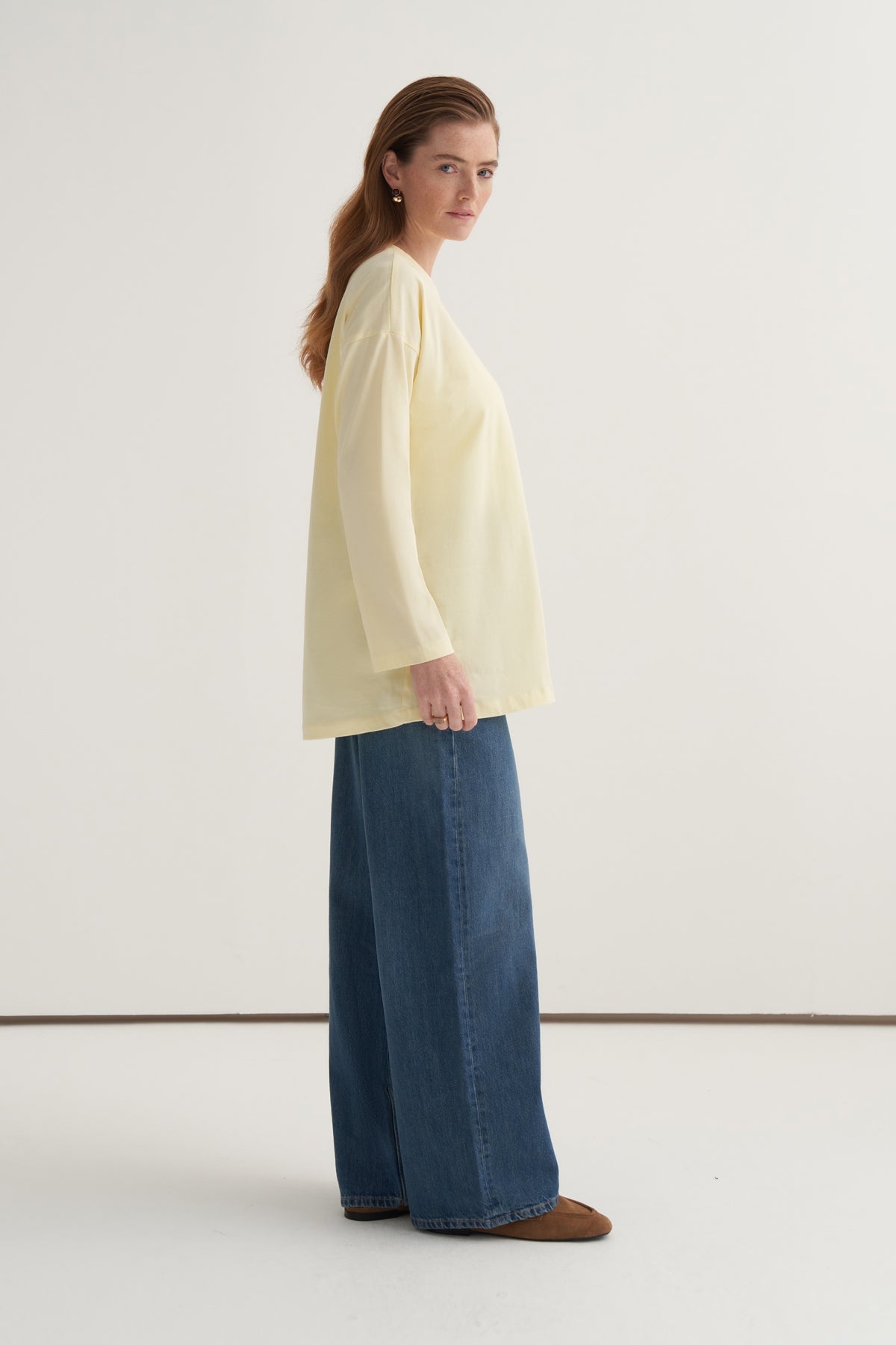 Kadın Basic Uzun Kollu Sweat Tereyağı