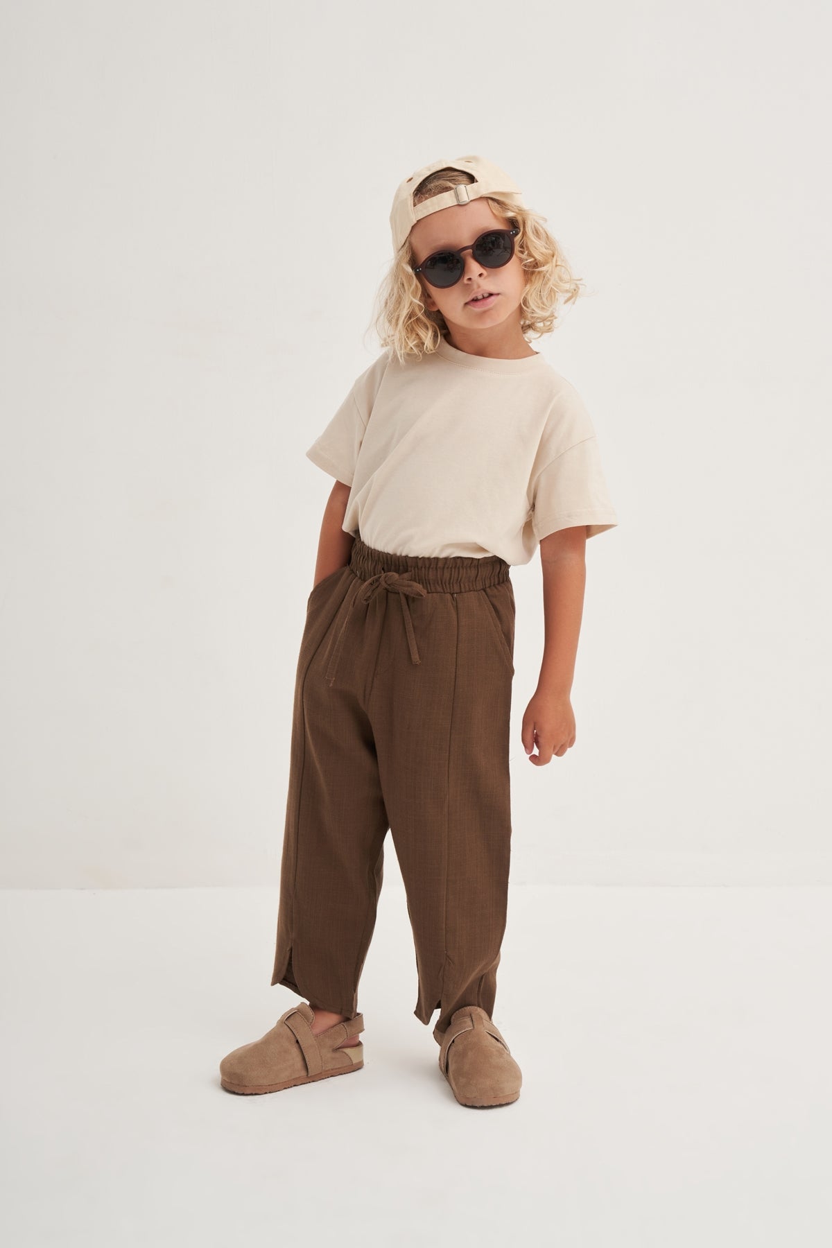 Unisex Çocuk Organik Pamuk Pantolon Kahve