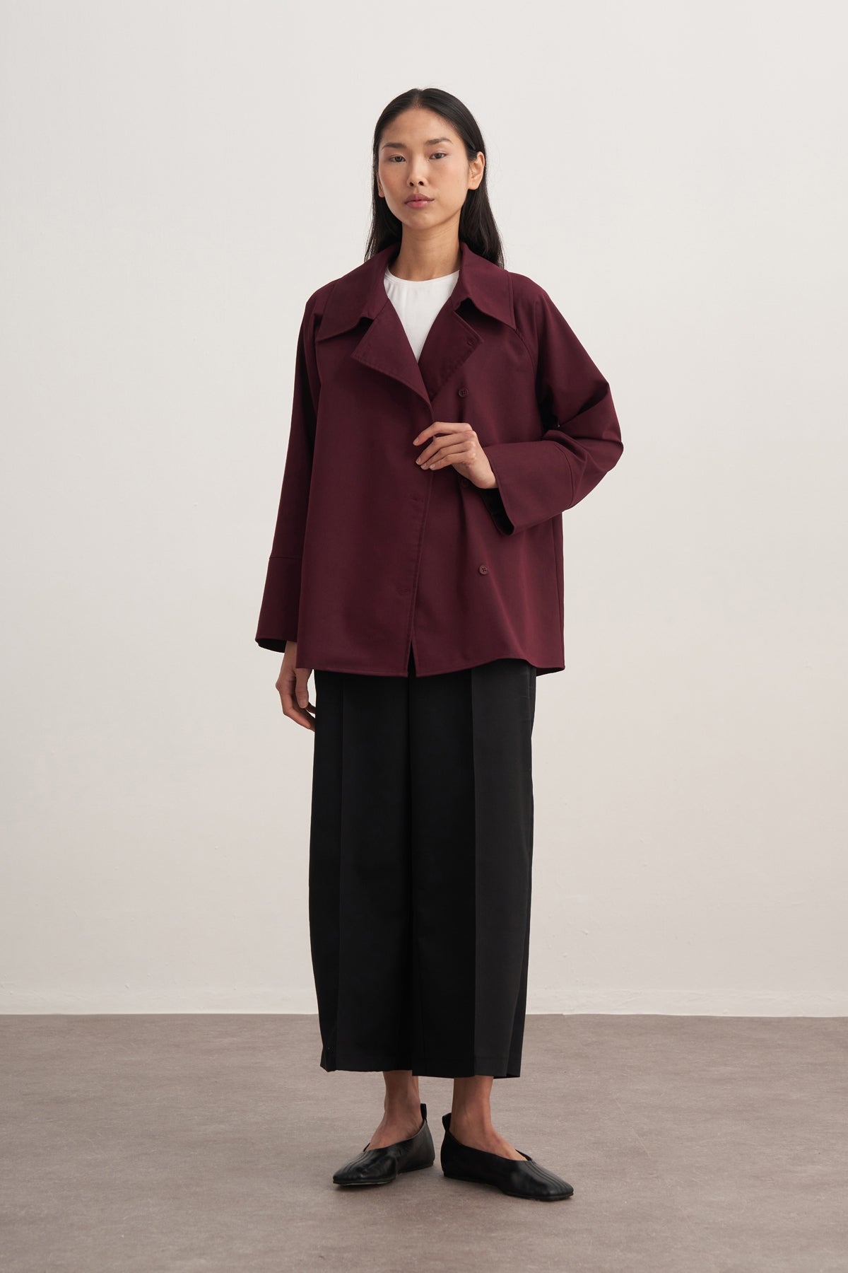 Kadın Gabardin Kruvaze Gömlek Mürdüm