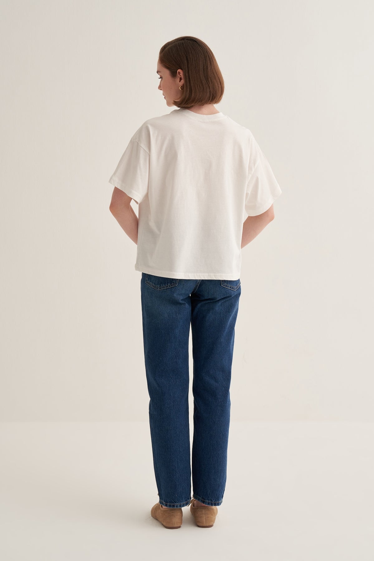 Kadın Oversize Tişört Ekru
