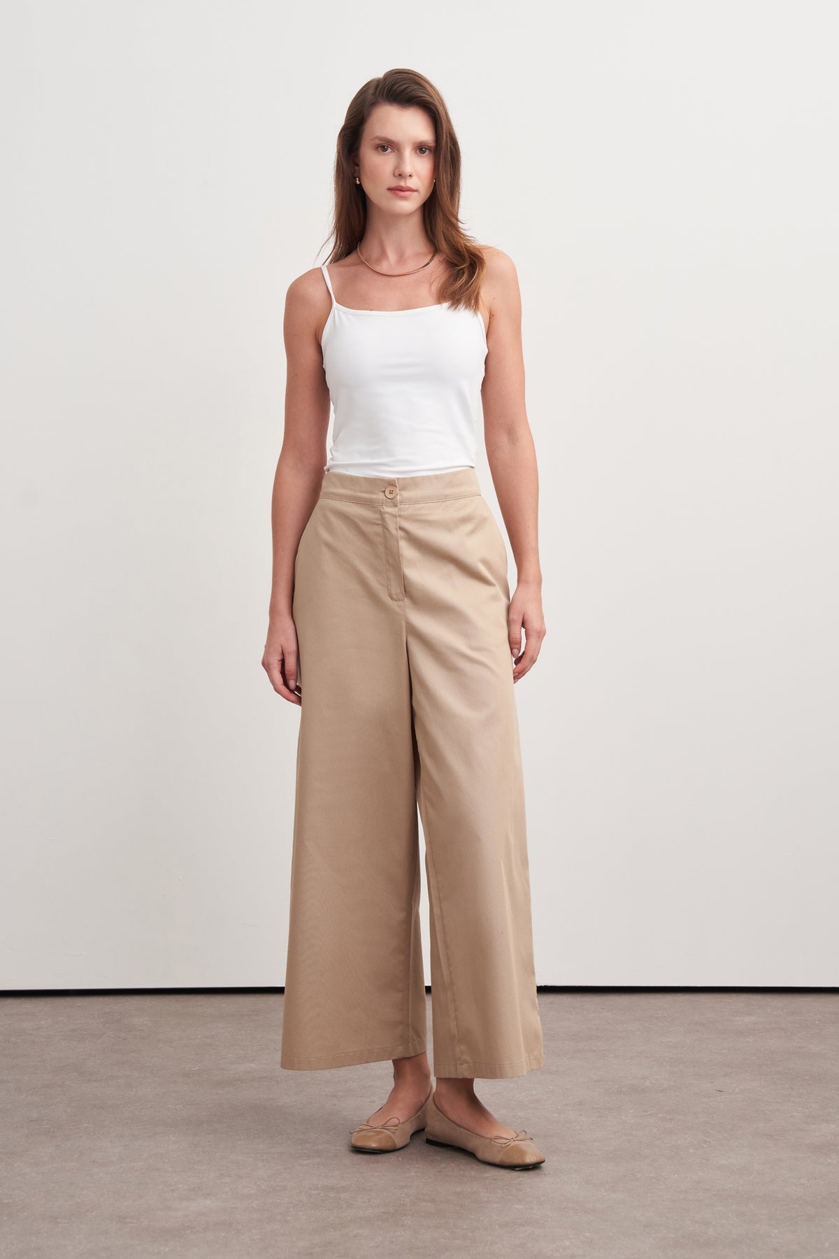 Kadın Gabardin Kısa Paça Pantolon Ceviz Kabuğu
