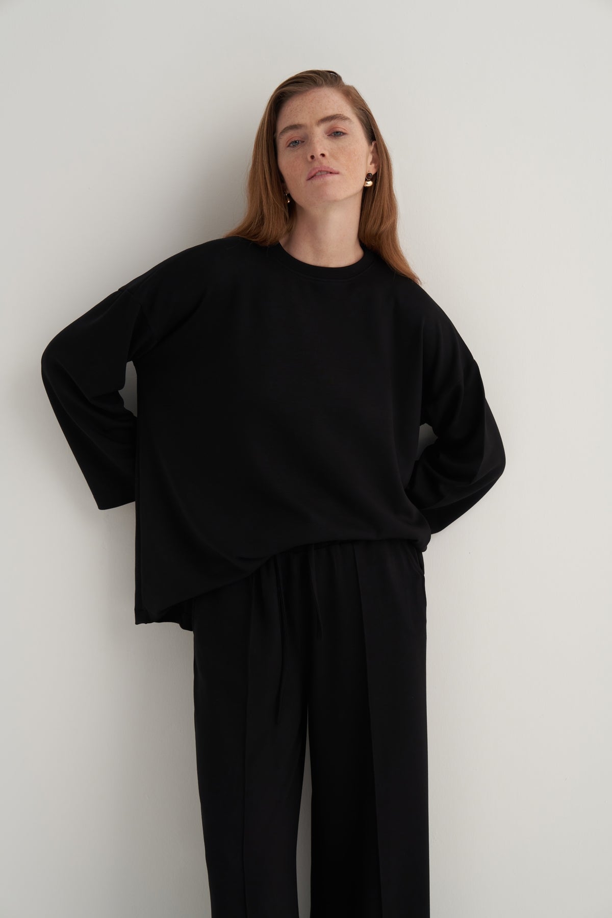 Kadın Basic Pantolonlu Sweat Takım Siyah