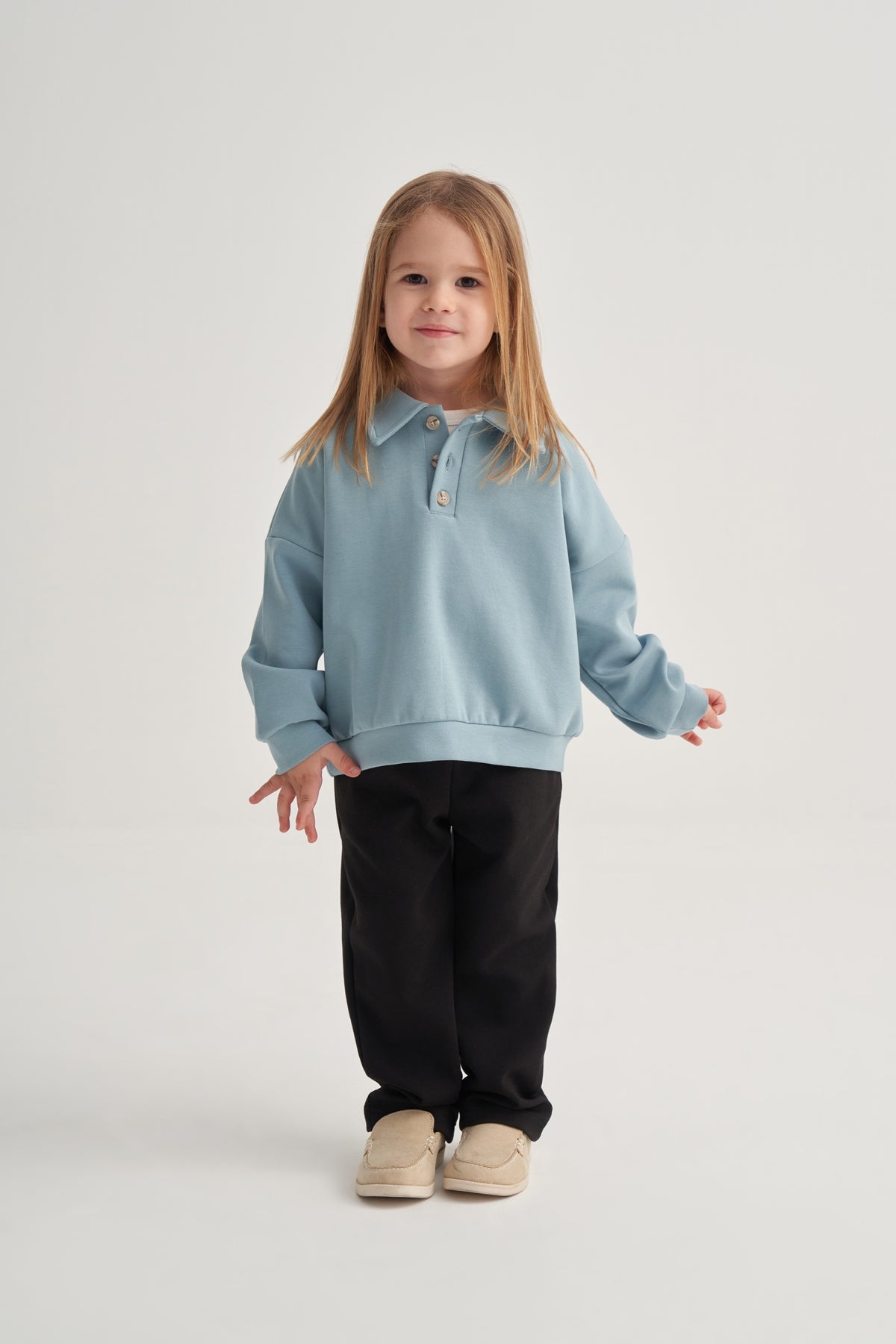 Unisex Çocuk İnterlok Düz Kesim Pantolon Siyah