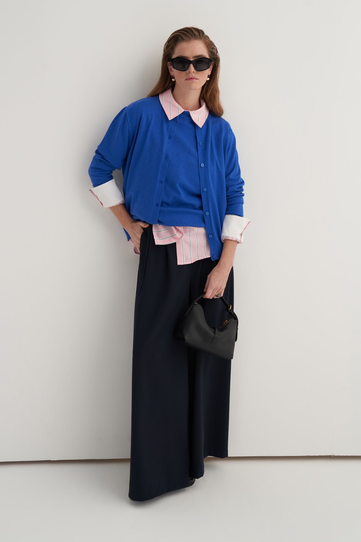 Kadın Viskon Triko Tişörtlü Hırka Takım Saks