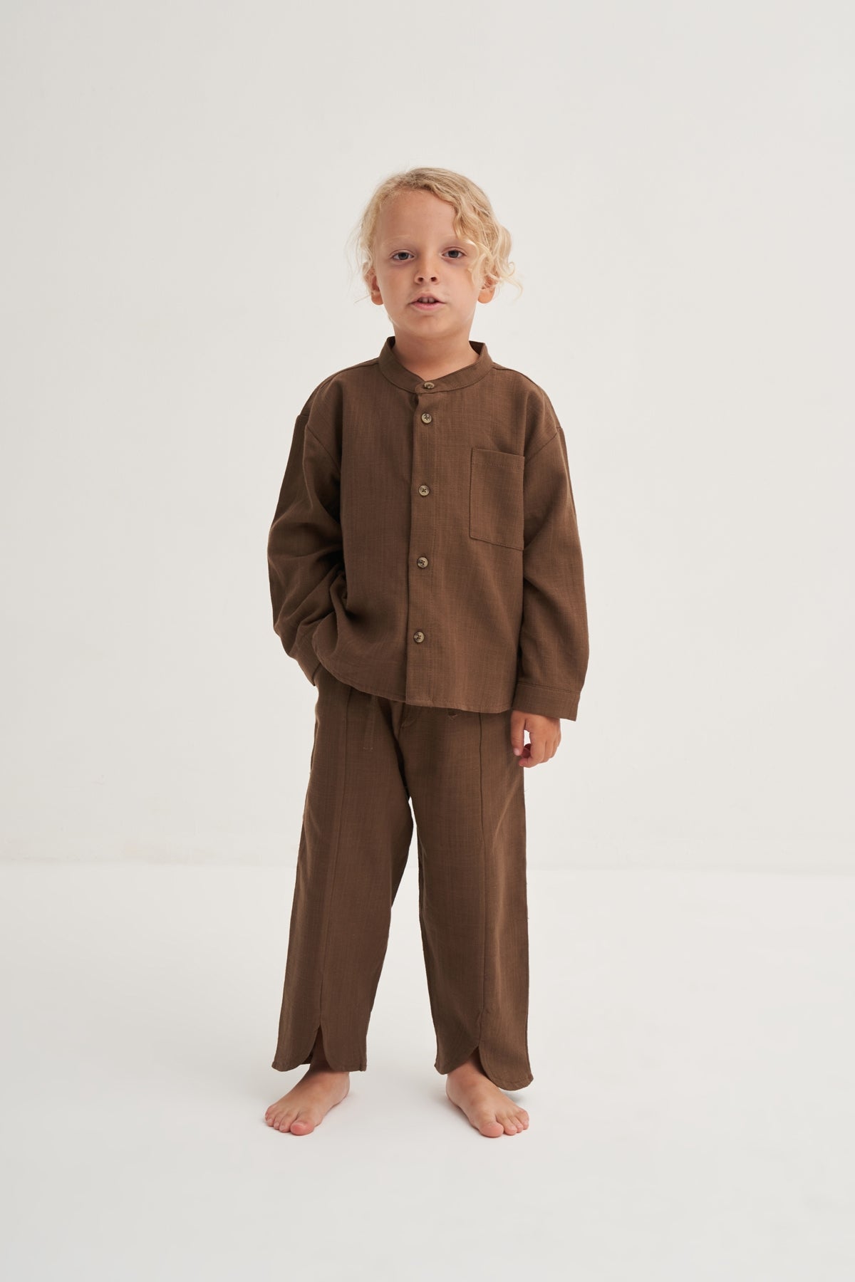 Unisex Çocuk Organik Pamuk Pantolon Kahve