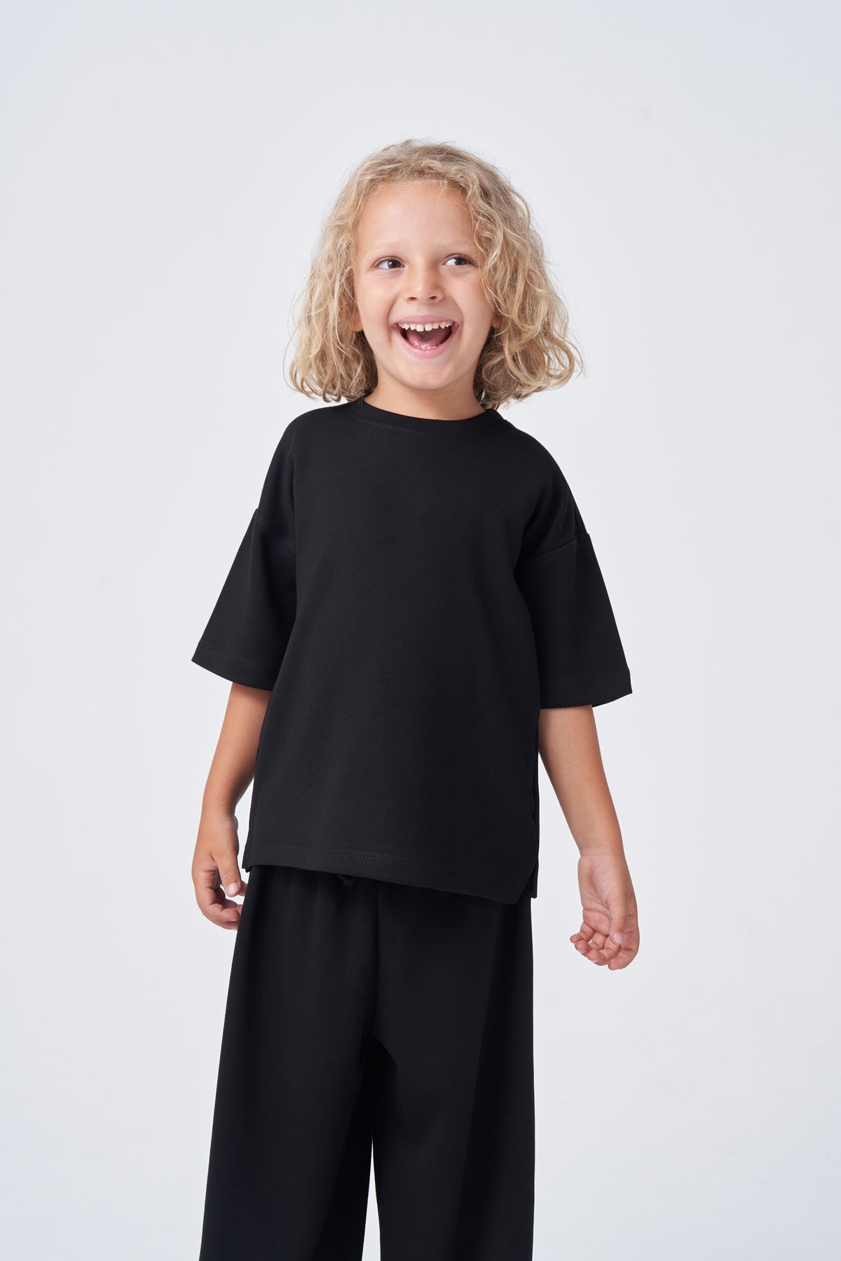 Unisex Çocuk Oversize Basic Takım Siyah