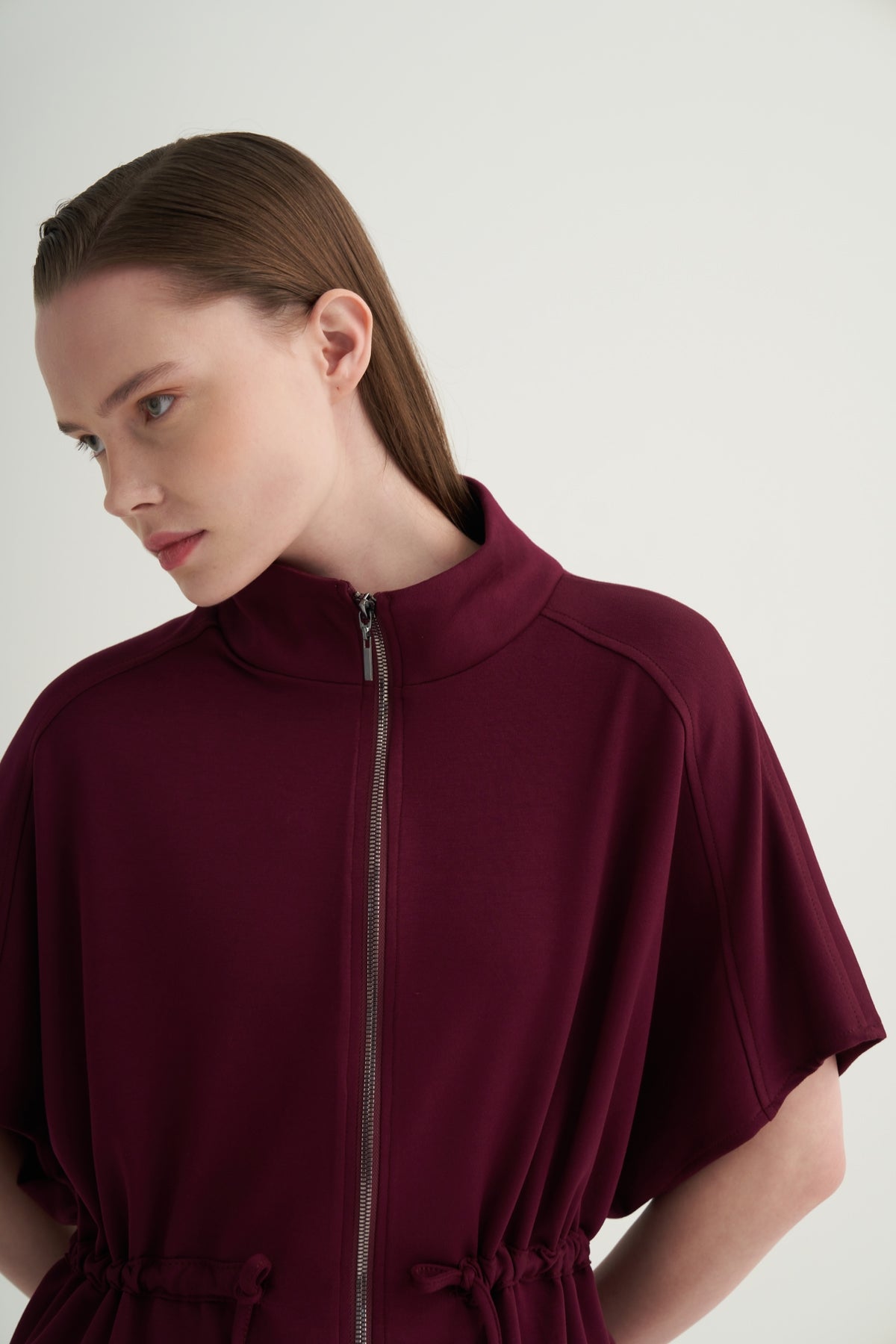 Kadın Oversize Yelek Bol Paça Pantolon Takım Bordo