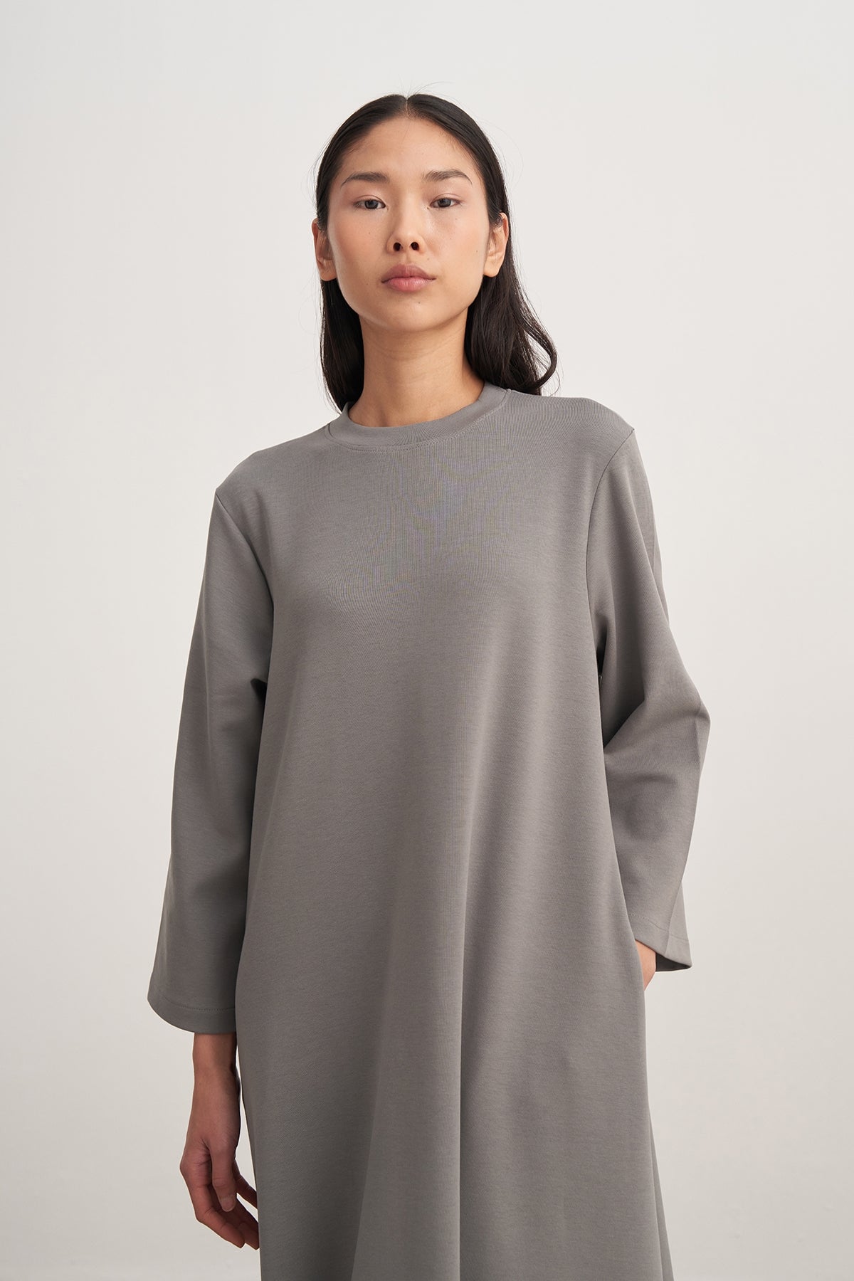 Kadın İnterlok Oversize Elbise Füme