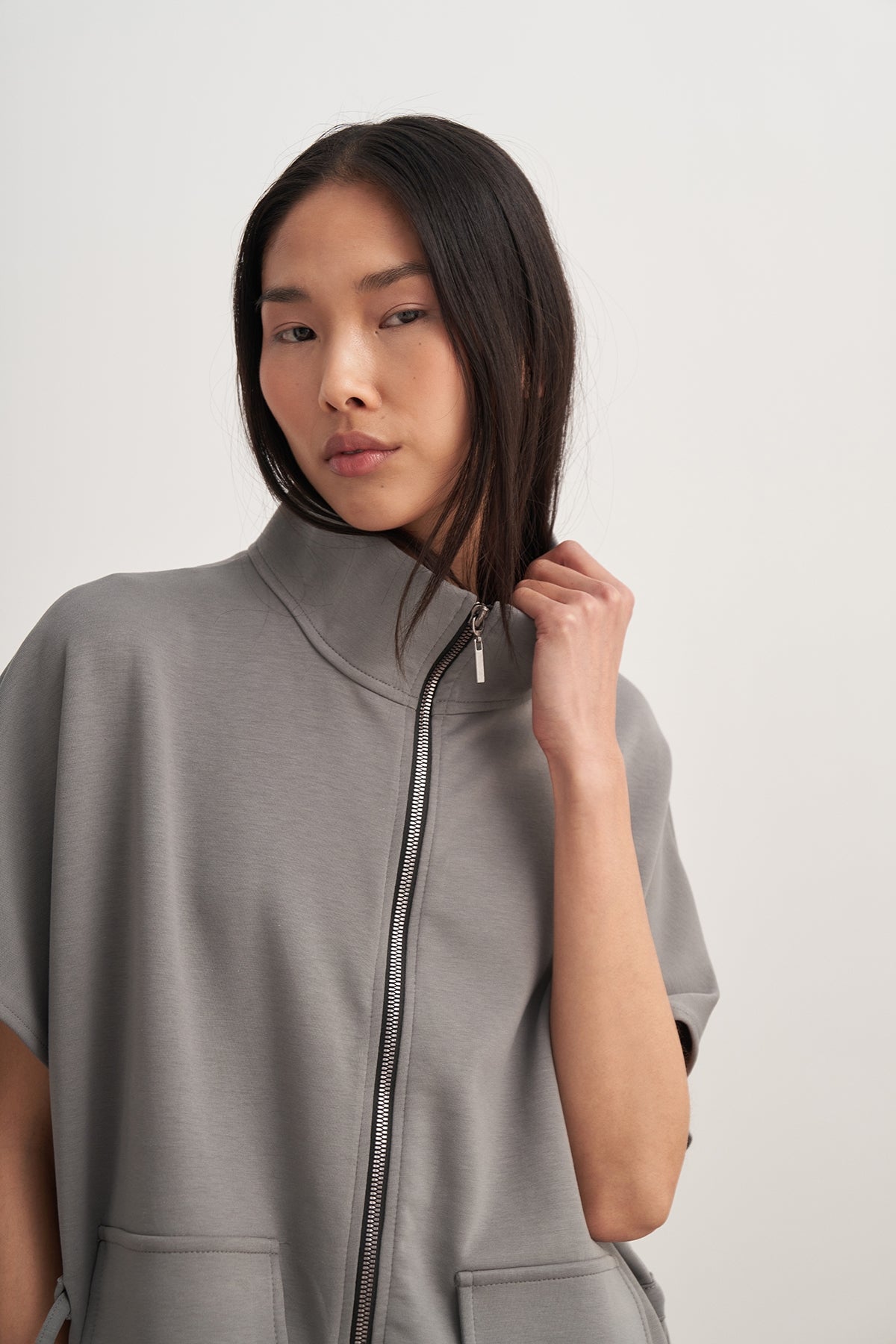 Kadın İnterlok Oversize Yelek Pantolon Takım Füme