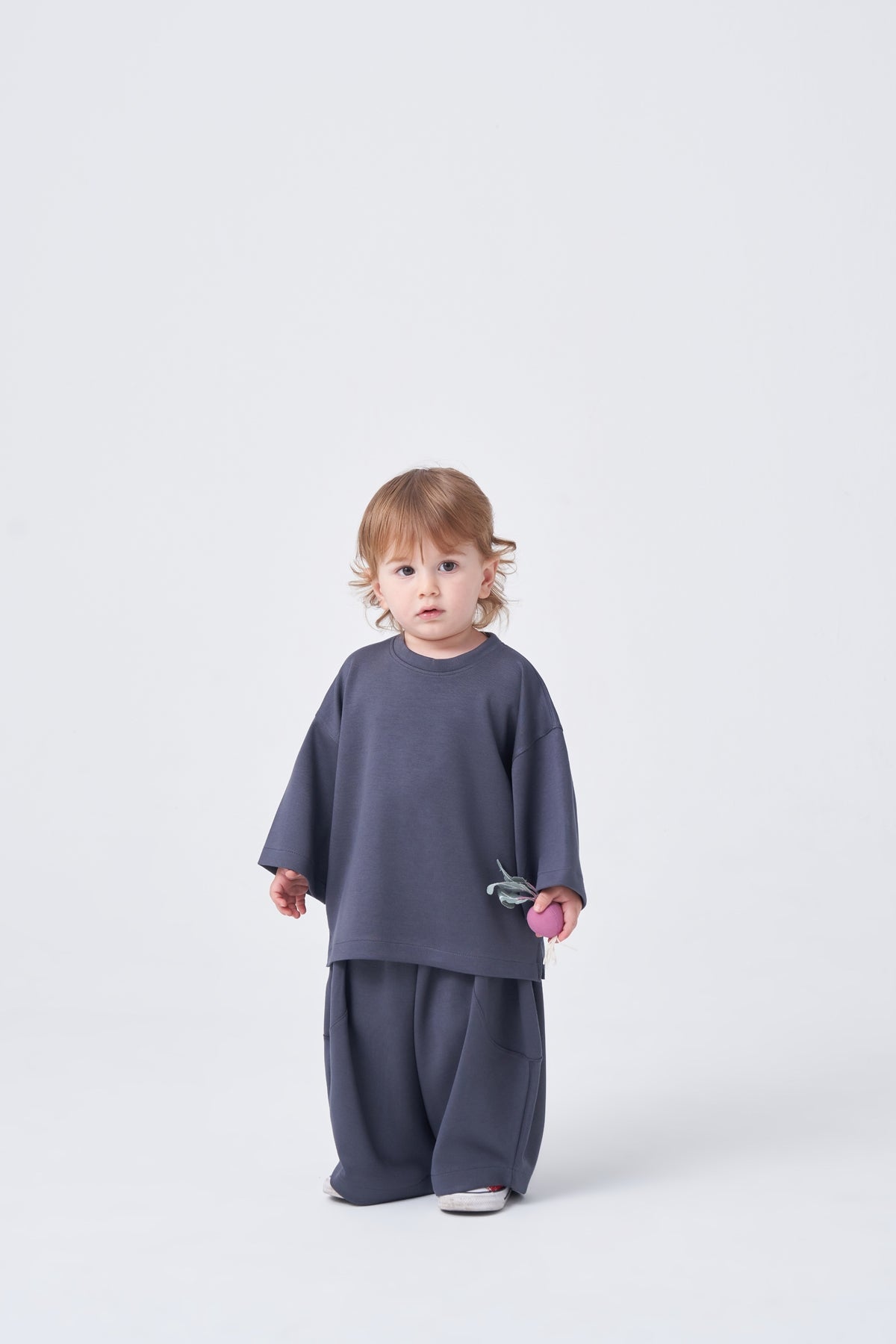 Unisex Çocuk Bol Kesimli Rahat Takım Füme