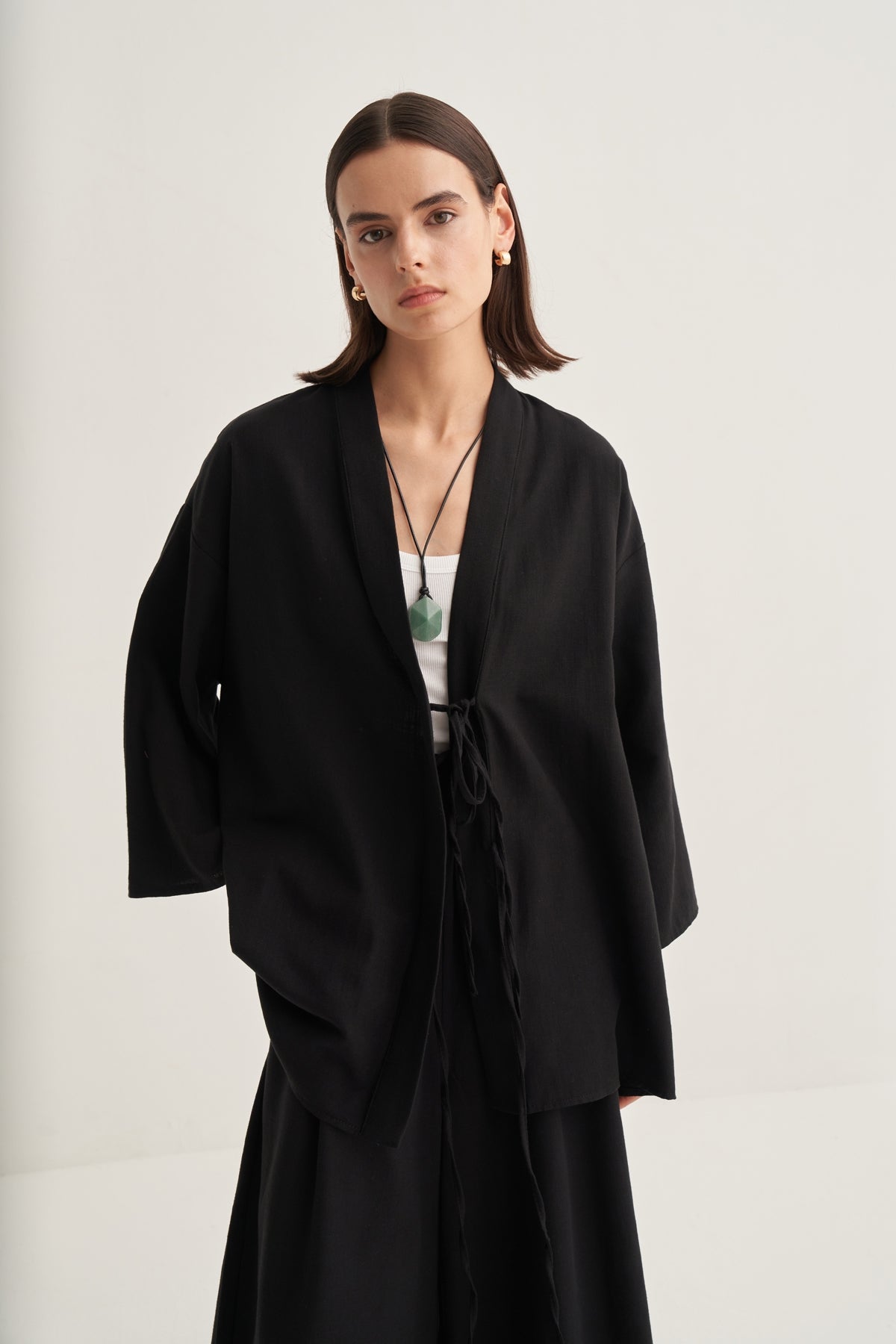 Kadın Organik Pamuklu Oversize Kimono Siyah