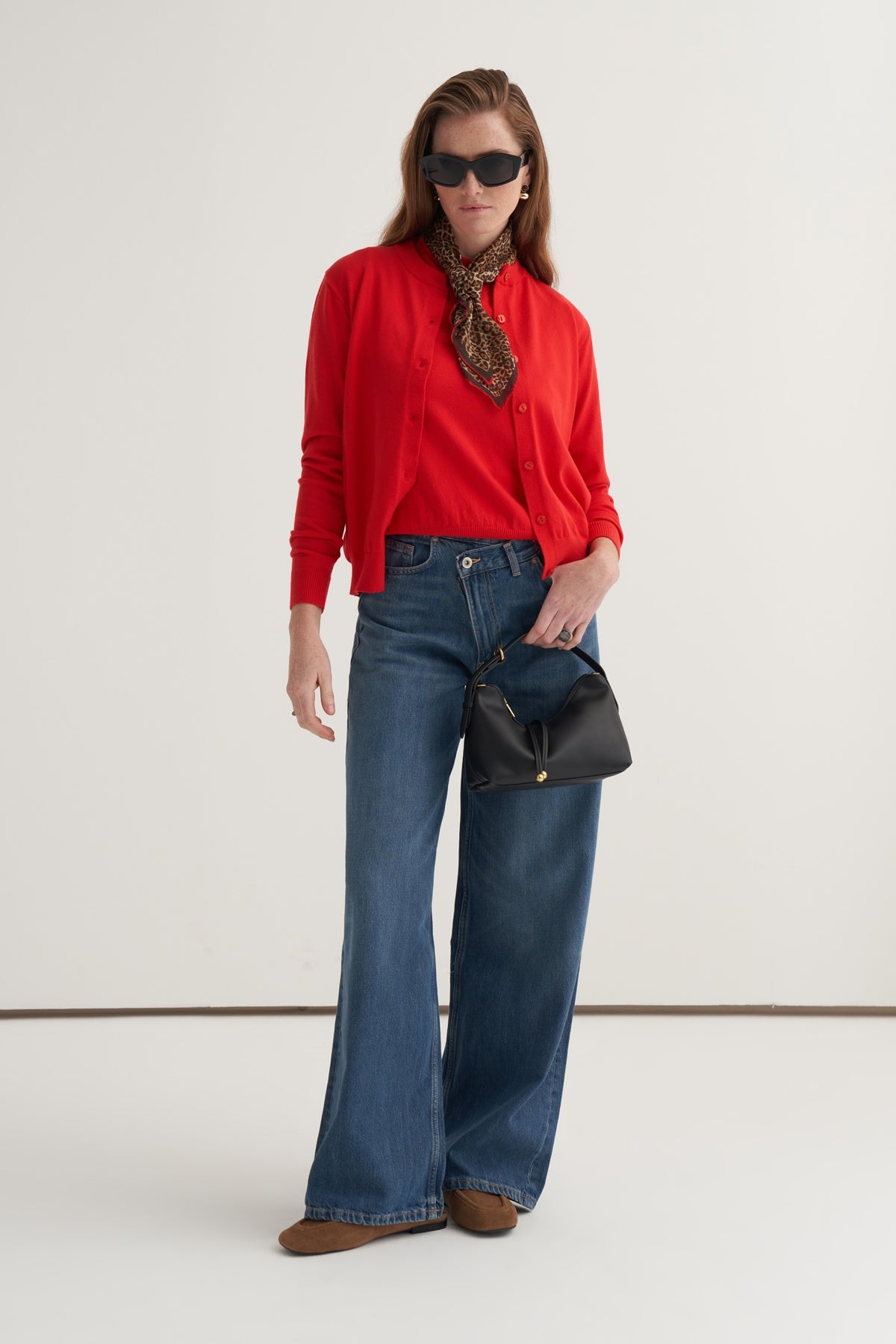 Kadın Viskon Triko Tişörtlü Hırka Takım Kırmızı