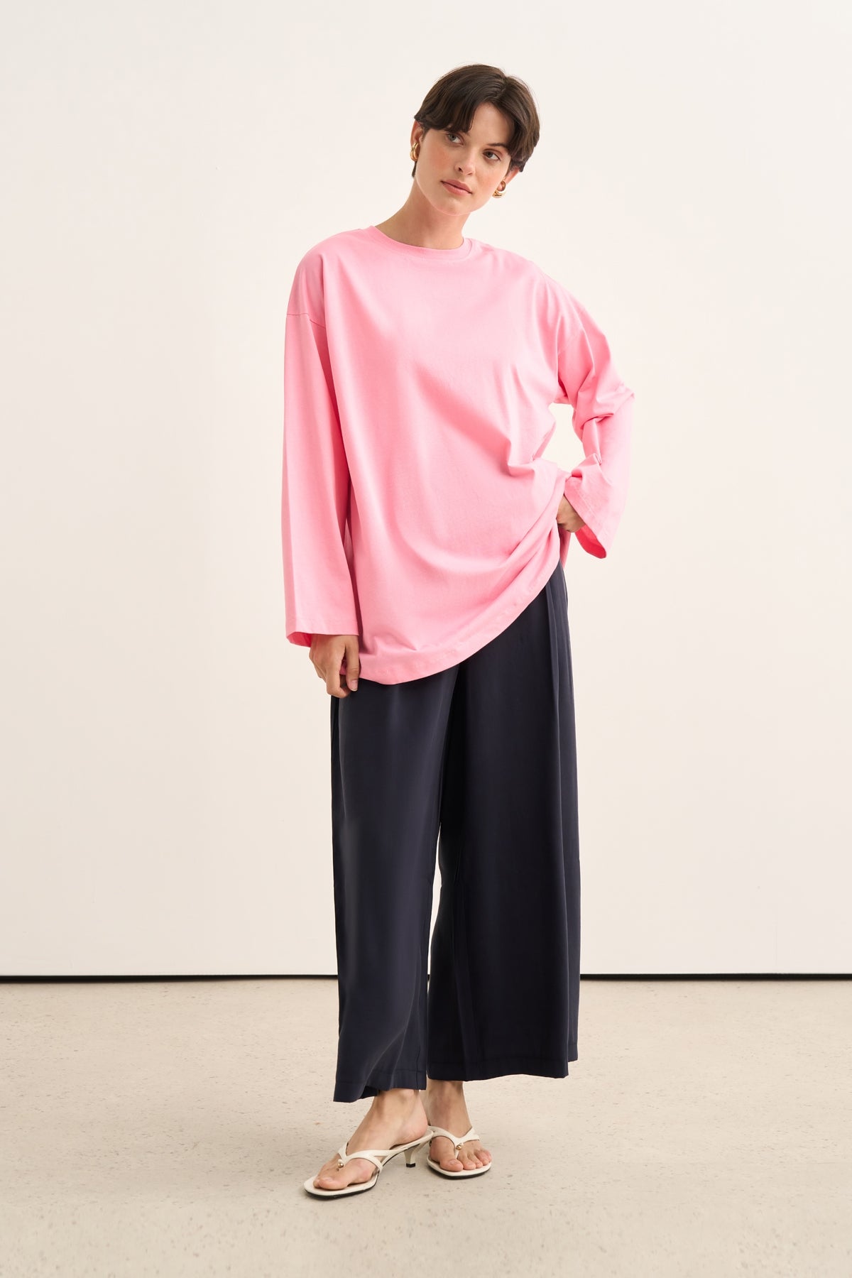 Kadın Basic Uzun Kollu Sweat Pembe