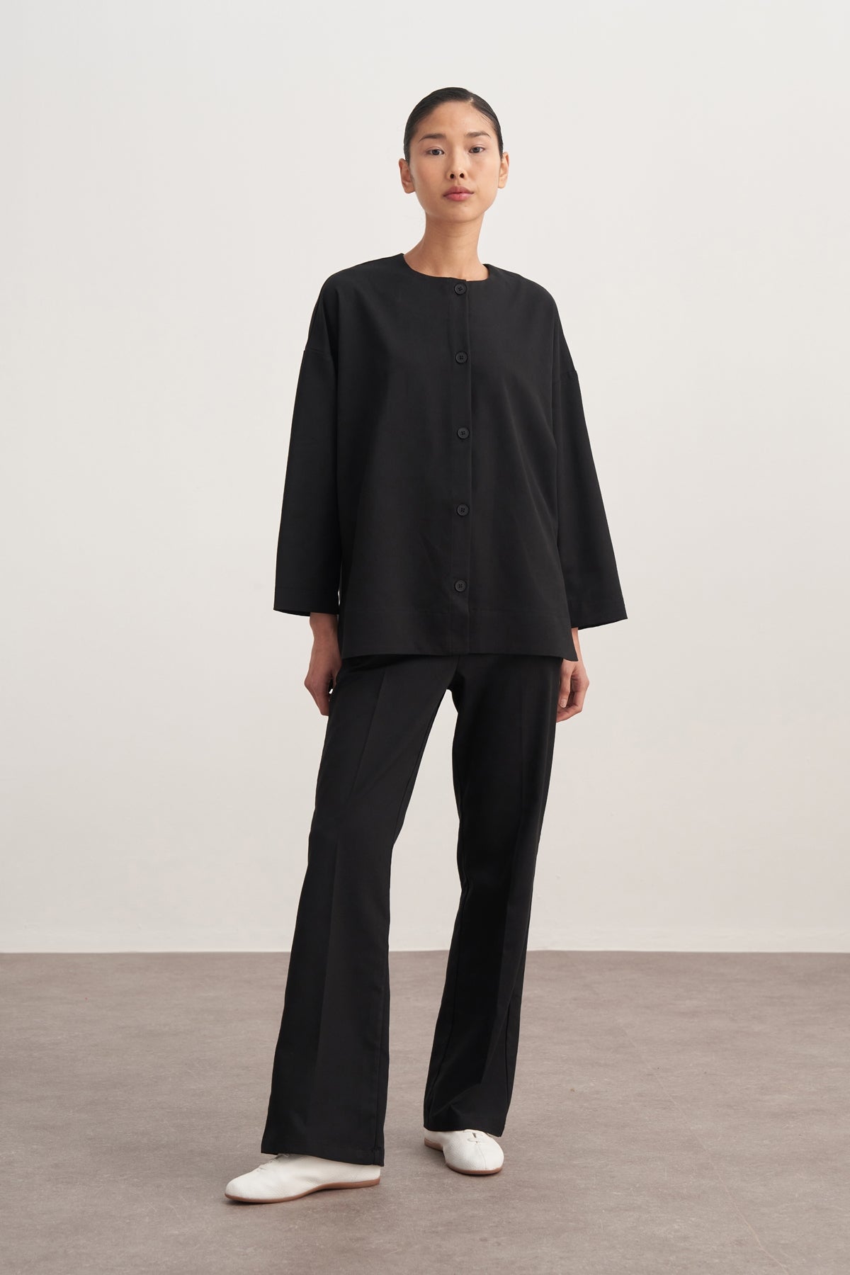 Kadın Gabardin Palazzo Pantolon Siyah