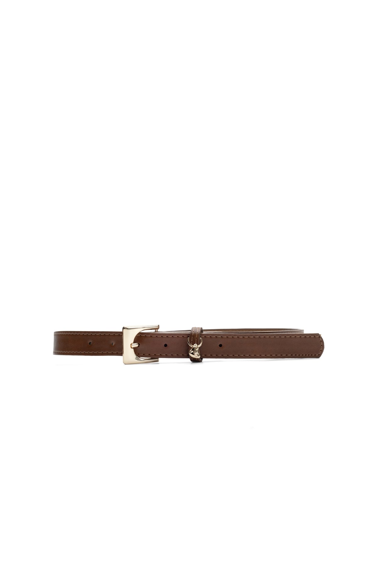 Kadın Charmlı Gold Tokalı Kemer Taba