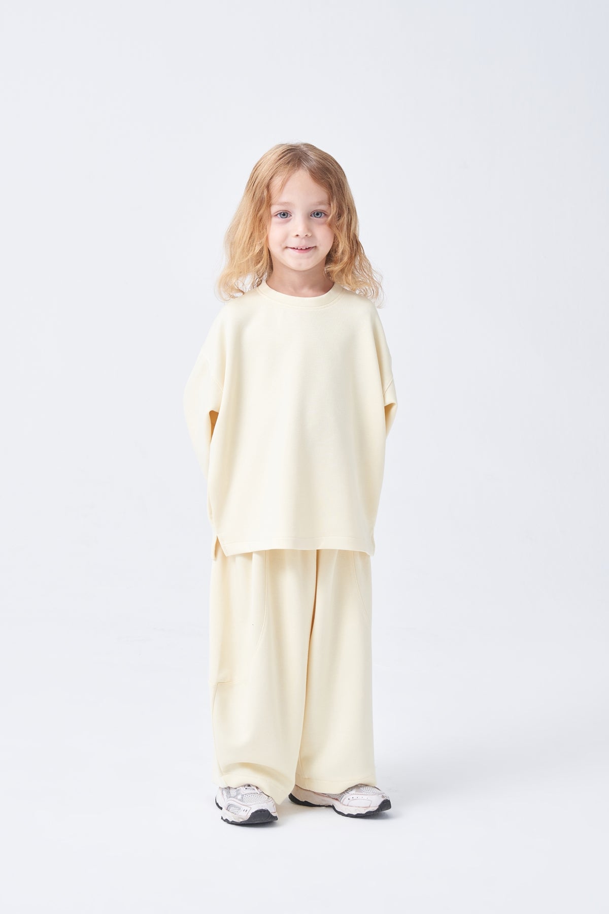 Unisex Çocuk Bol Kesimli Rahat Takım Pastel Sarı