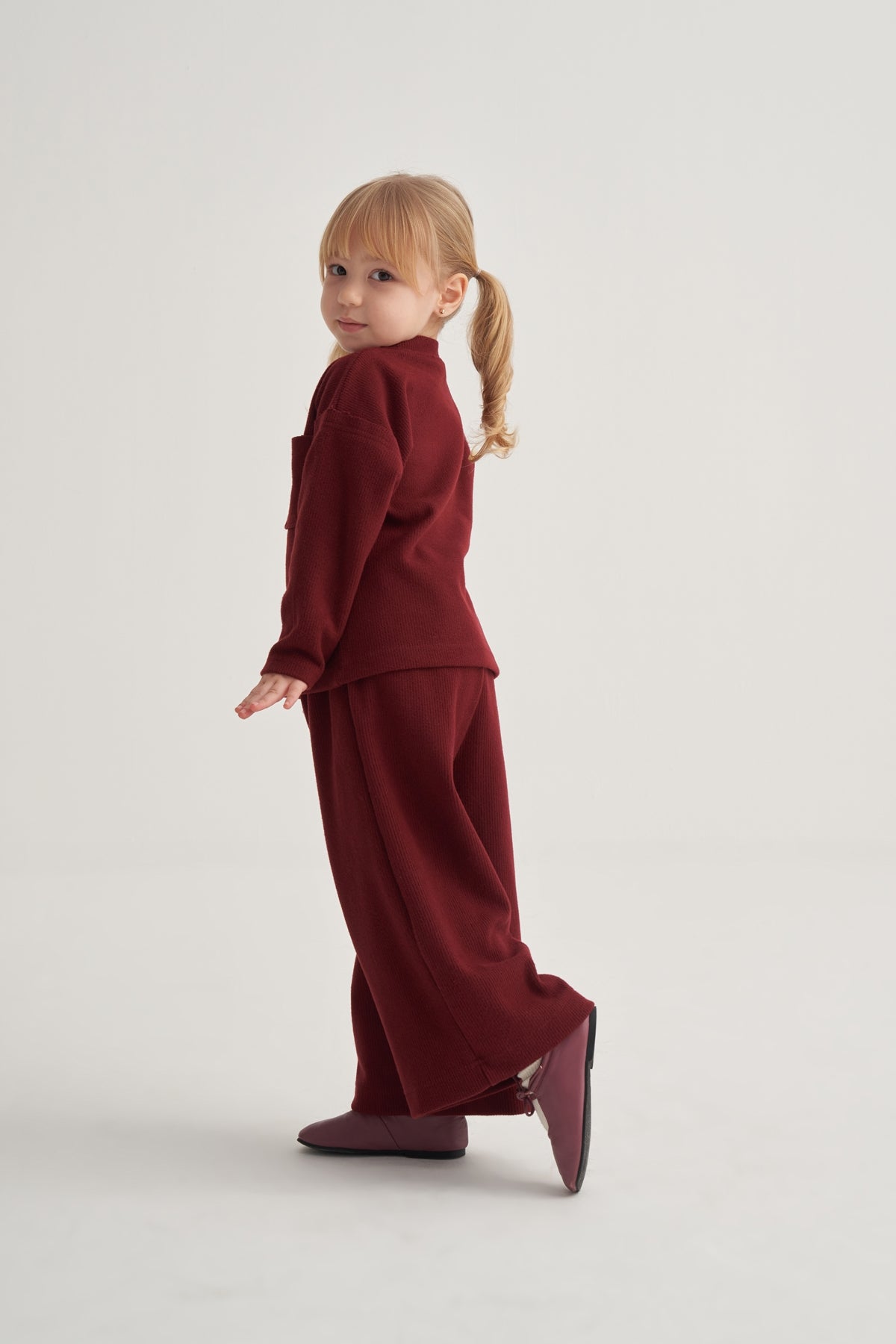 Kız Çocuk Ottoman Kumaş Takım Bordo