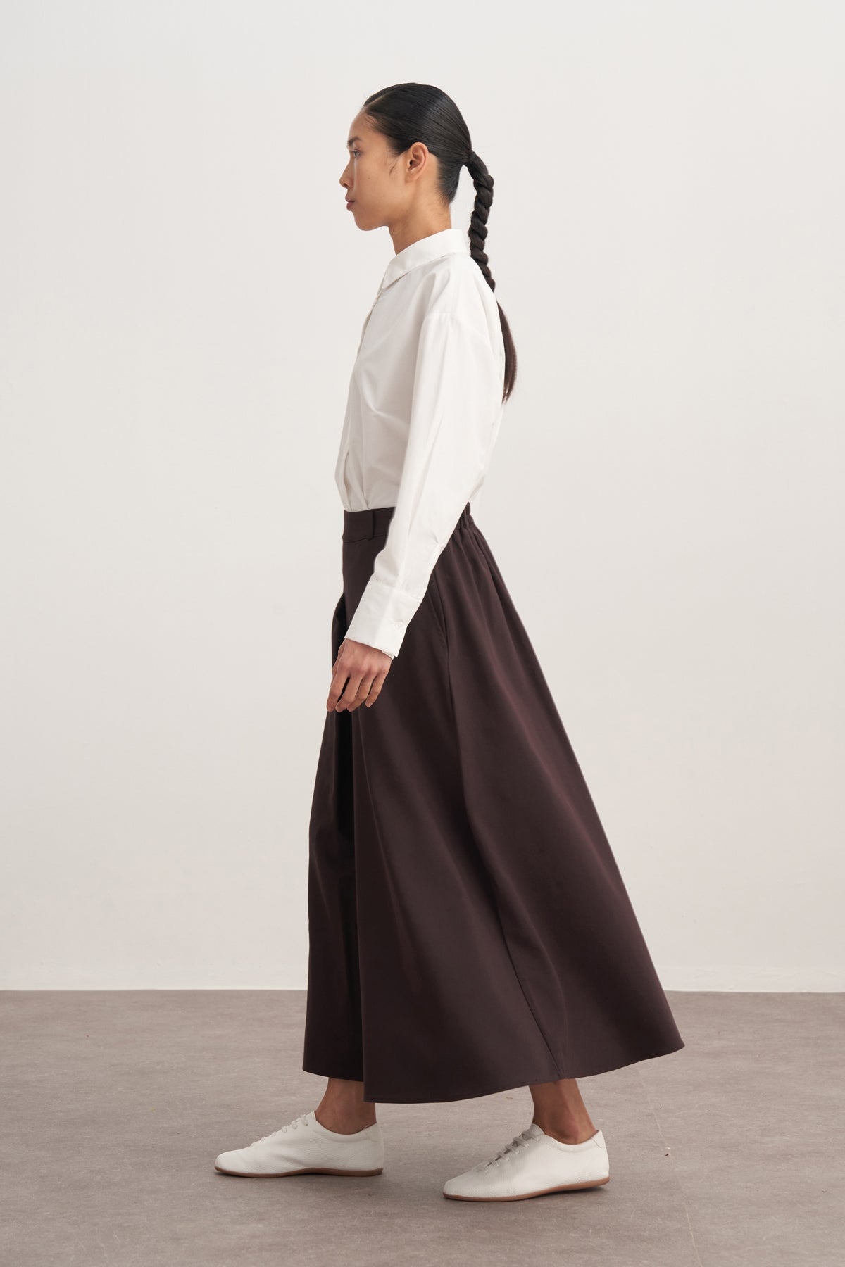 Kadın Gabardin Pilikaşe Etek Kahve