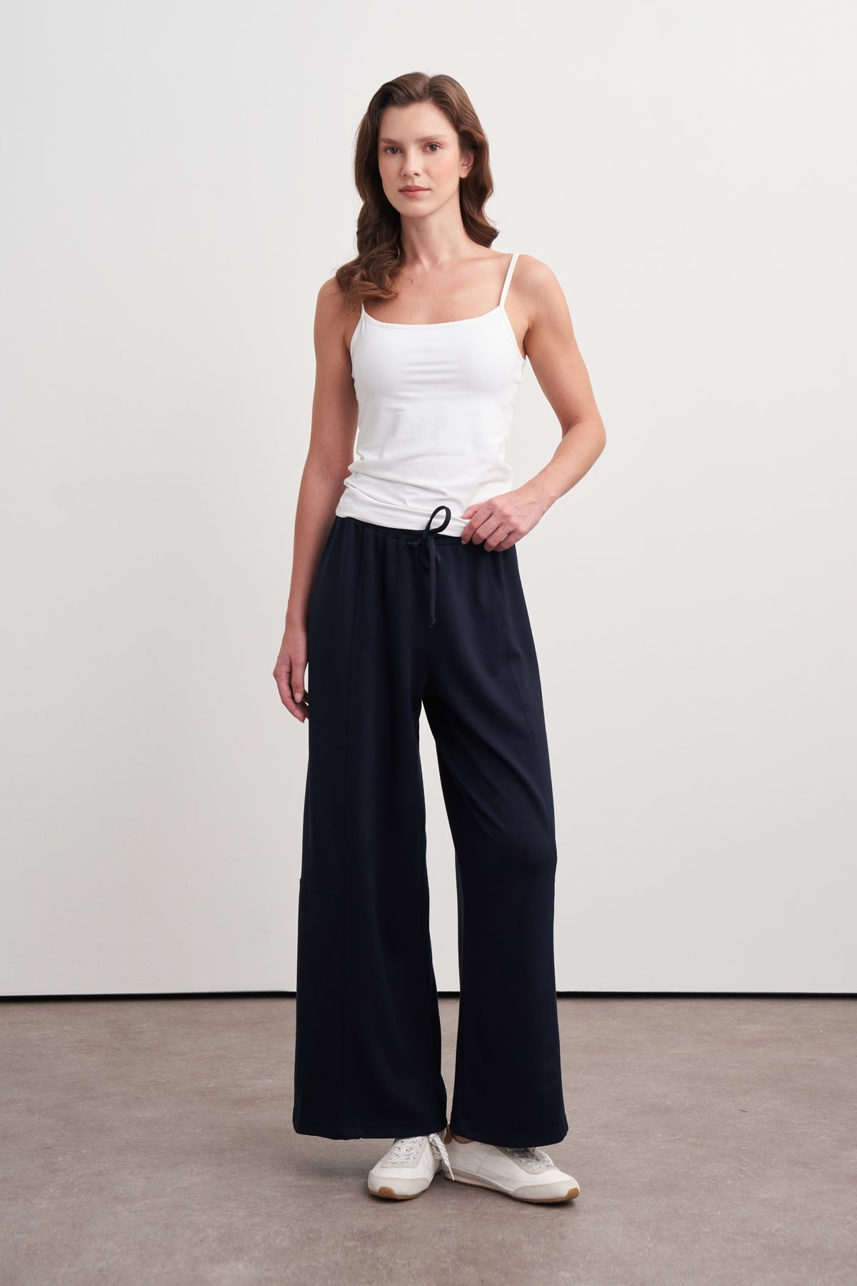 Kadın Kemerli Sweat Pantolon Takım Lacivert
