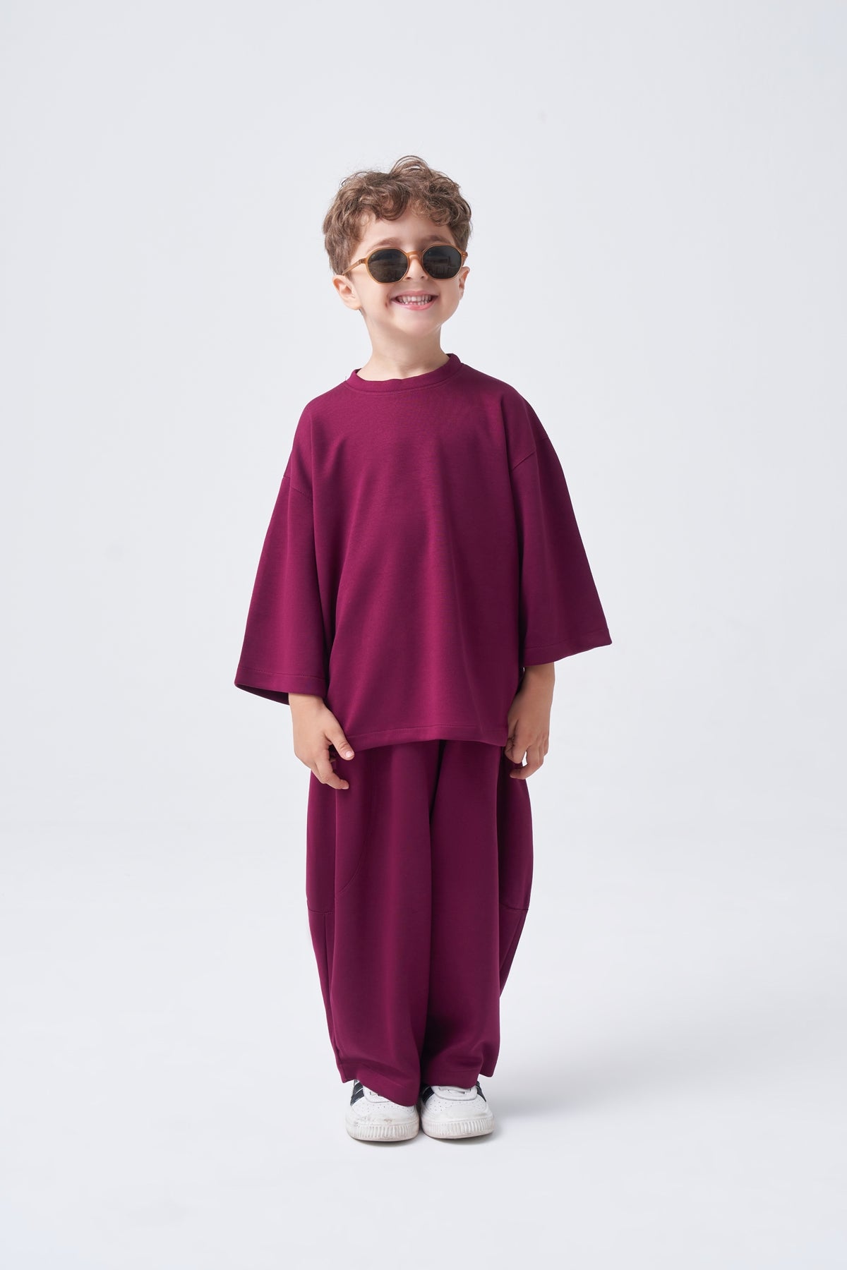 Unisex Çocuk Bol Kesimli Rahat Takım Bordo