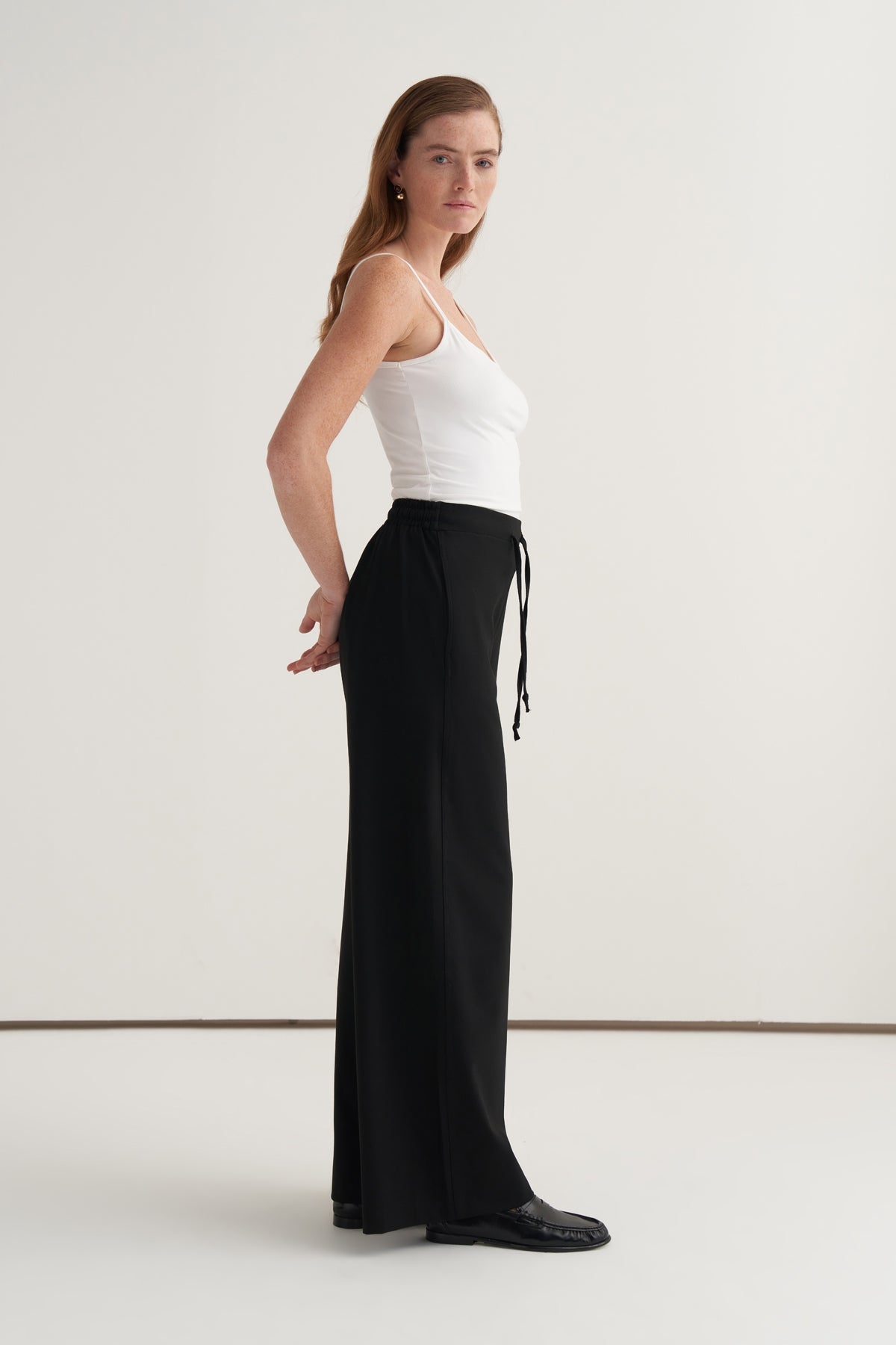 Kadın Yan Dikiş Detaylı Palazzo Pantolon Siyah