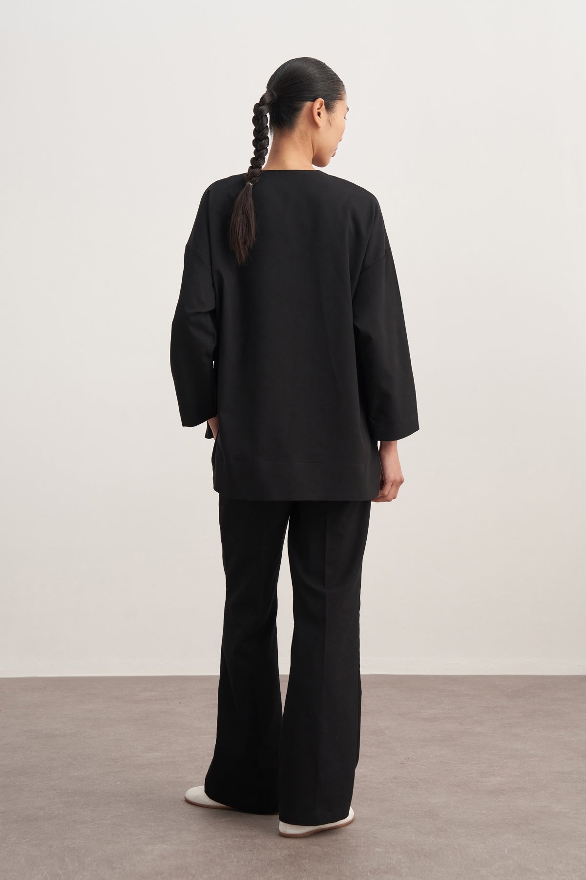 Kadın Gabardin Şal Aksesuarlı Gömlek Ceket Siyah