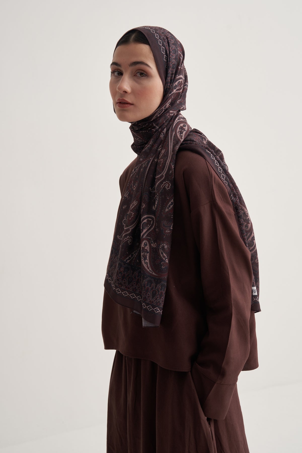 Kadın Soft Lily Desen Şal Acı Kahve