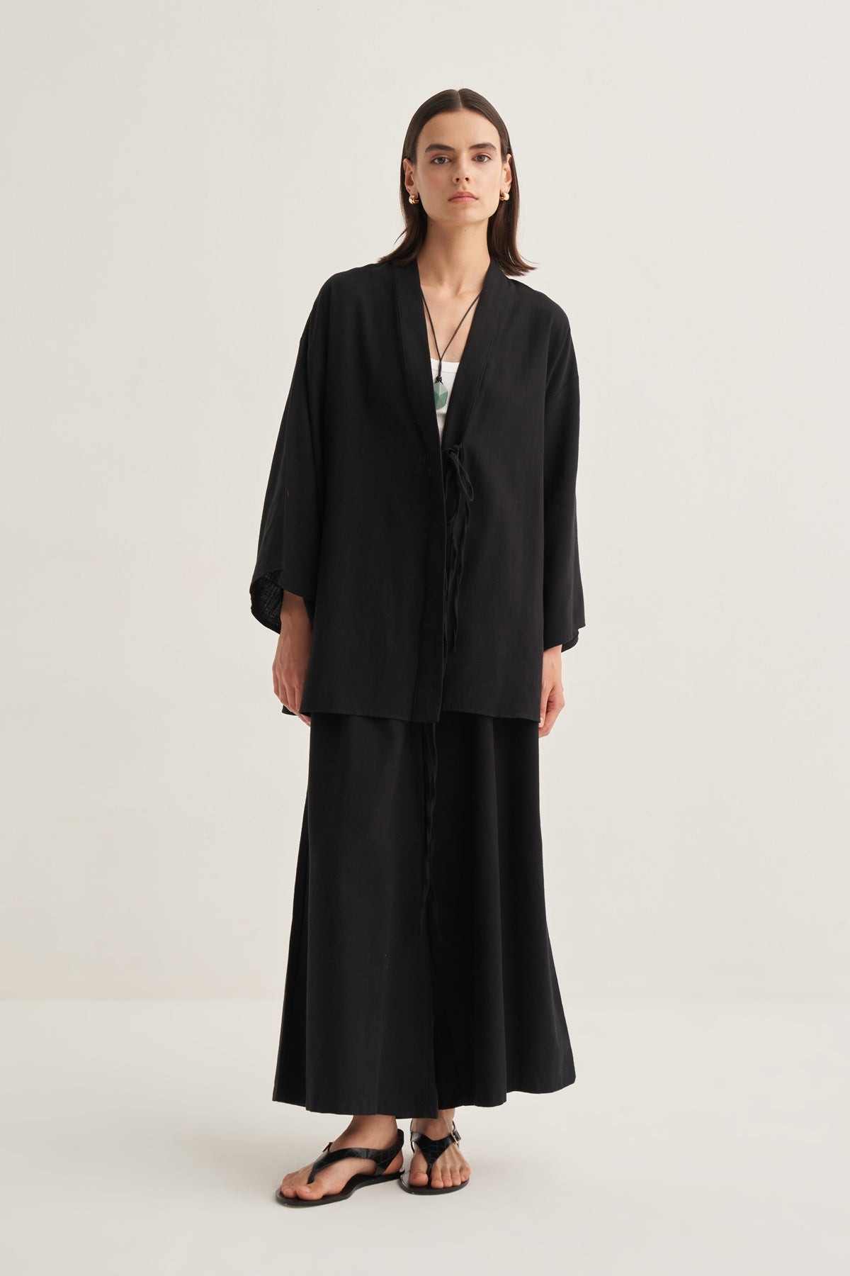 Kadın Organik Pamuklu Oversize Kimono Siyah