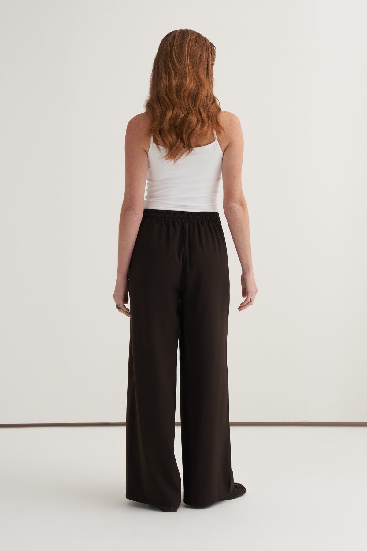 Kadın Yan Dikiş Detaylı Palazzo Pantolon Acı Kahve