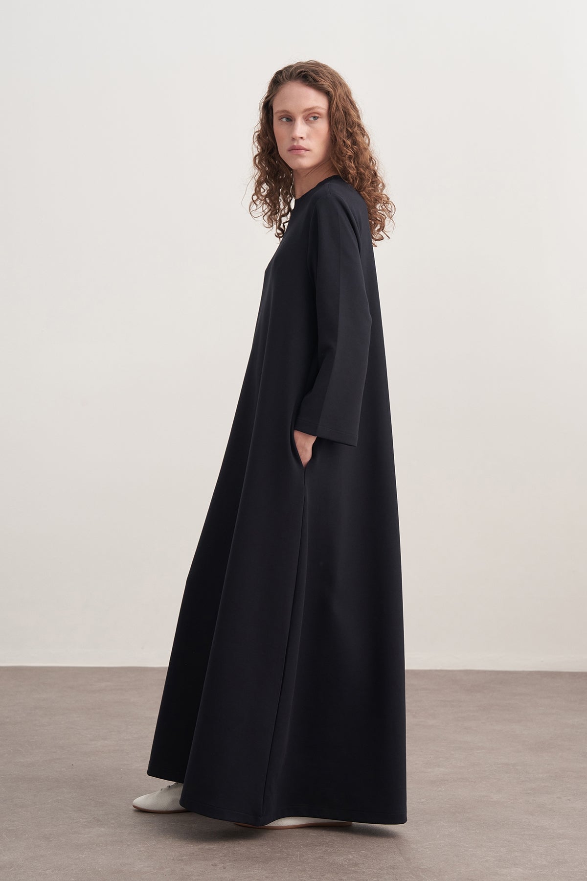 Kadın İnterlok Oversize Elbise Lacivert