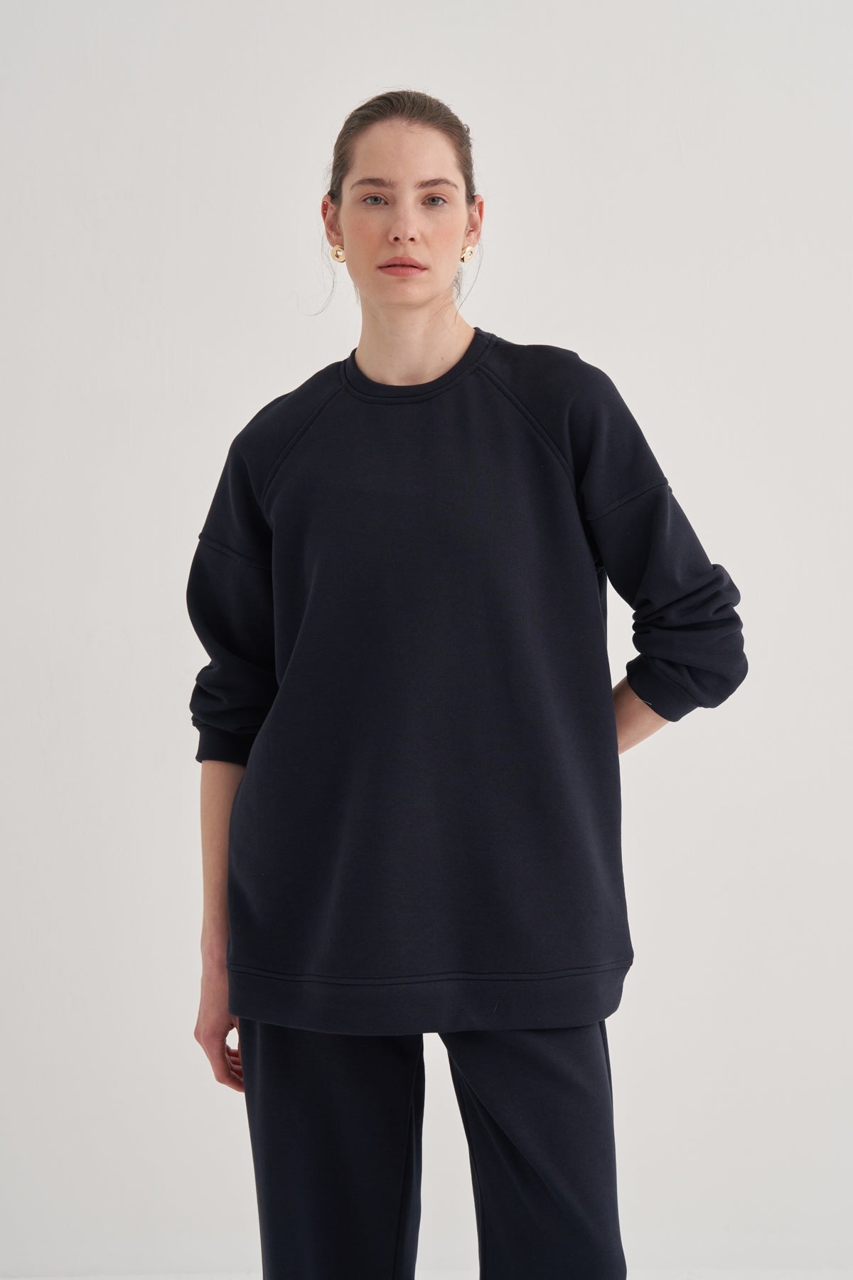 Kadın Oversize Sweat Lacivert