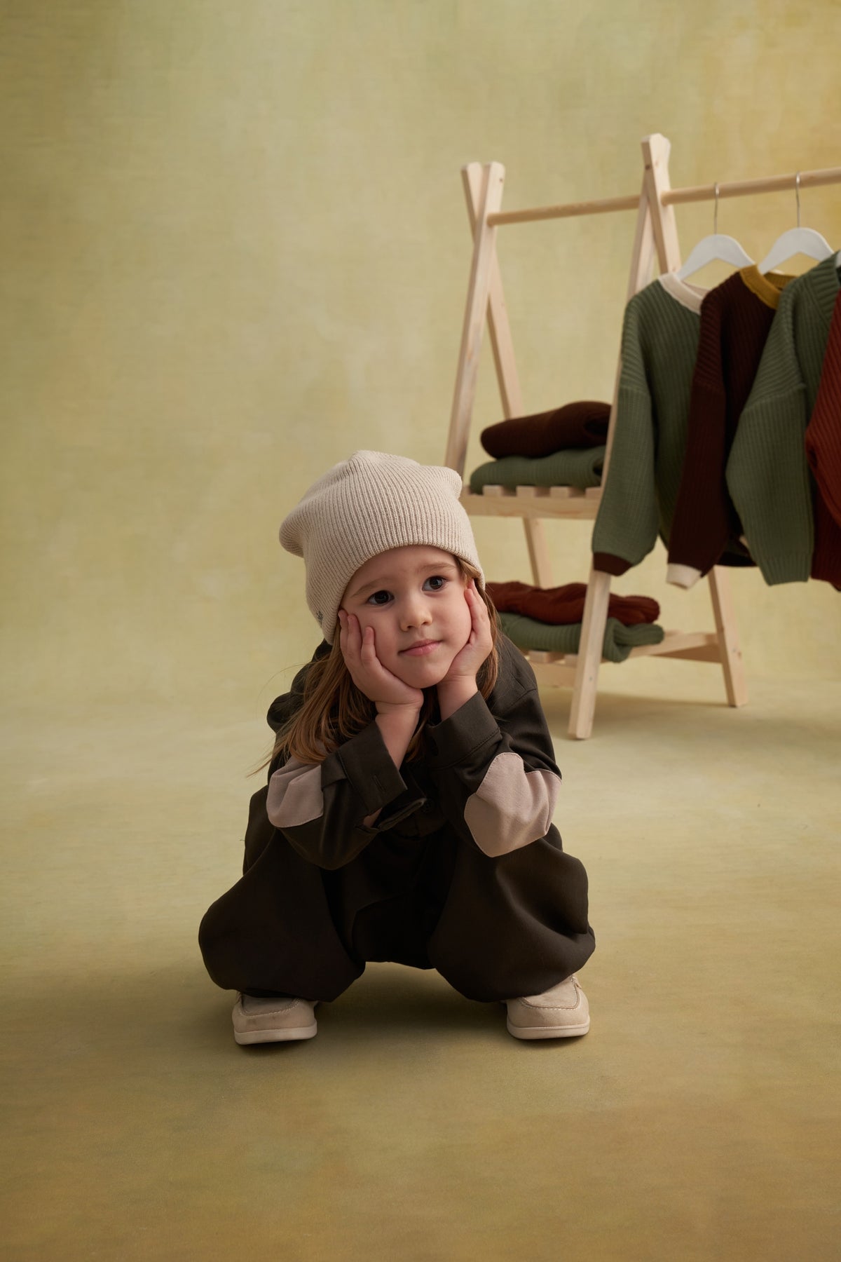 Unisex Çocuk Gabardin Gömlek Haki