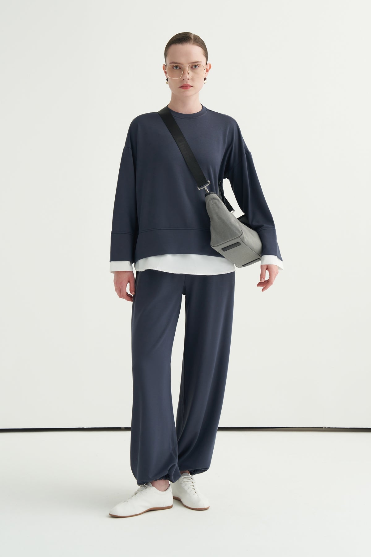 Kontrast Detaylı Sweat Jogger Pantolon Takım Füme