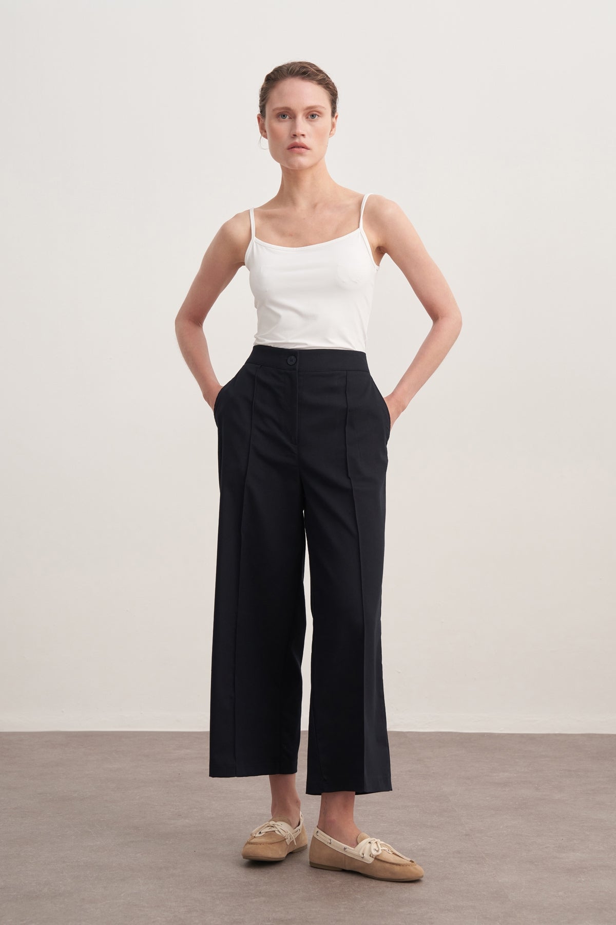Kadın Gabardin Culotte Pantolon Lacivert
