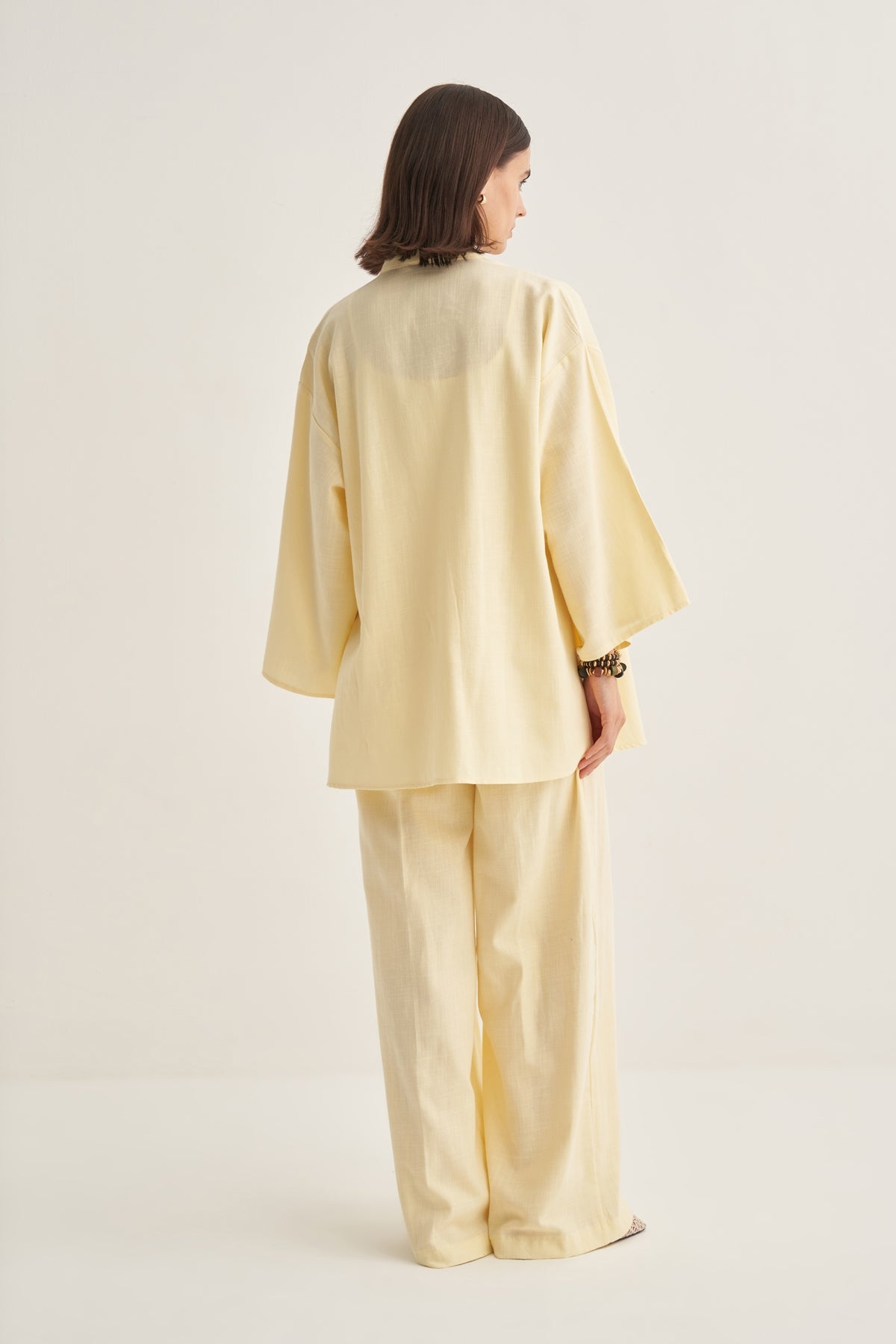 Kadın Organik Pamuklu Oversize Kimono Tereyağı