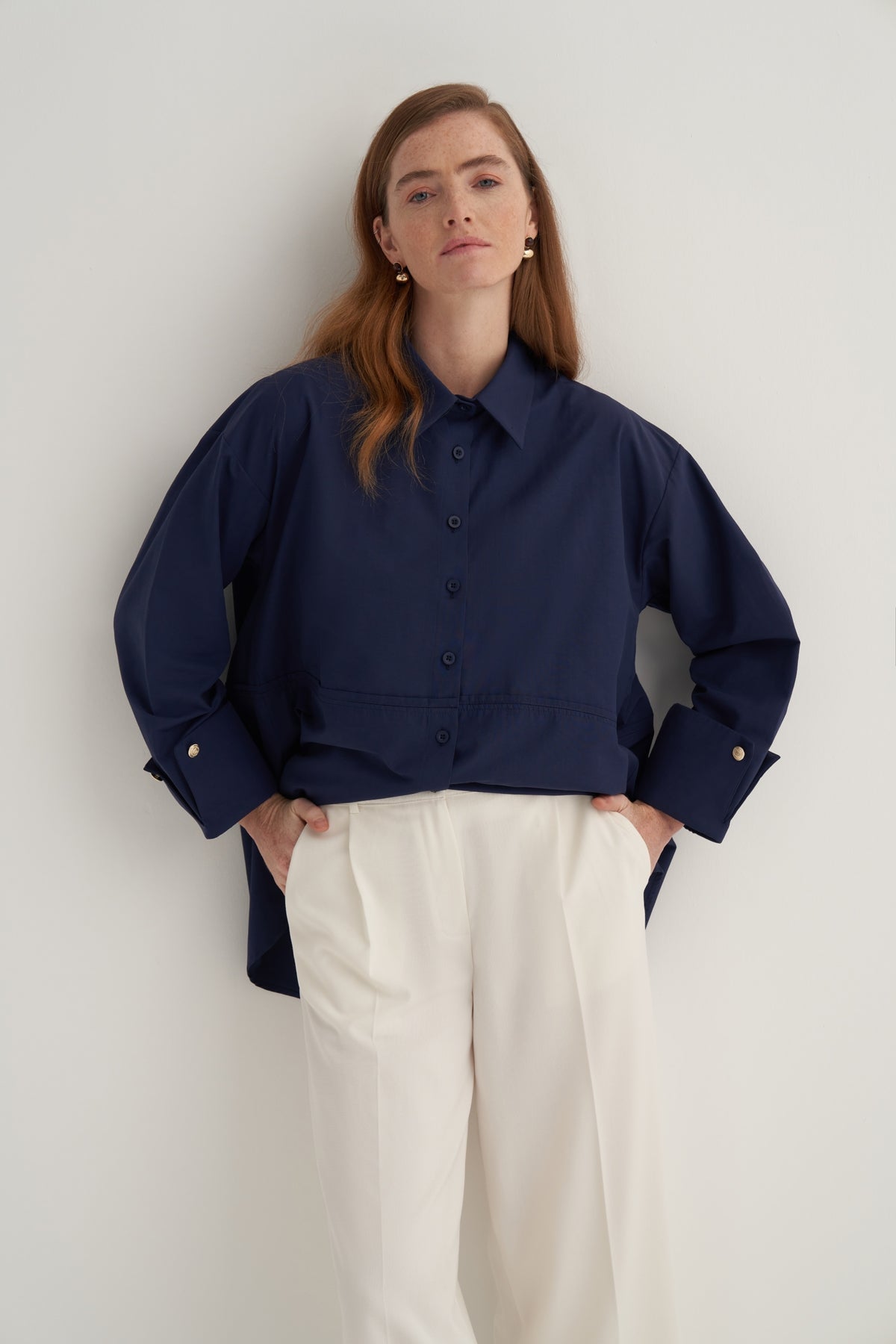 Kadın Düz Kesim Pensli Pantolon Ekru