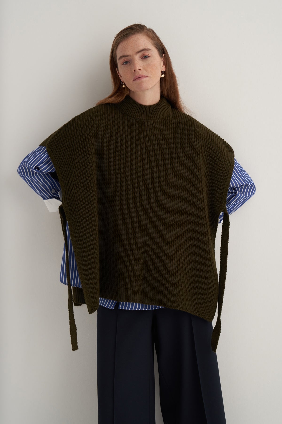 Kadın Uzun Bağlamalı Süveter Haki