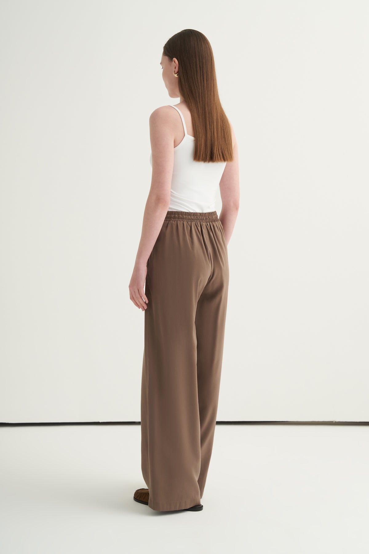 Kadın Modal Bağcıklı Palazzo Pantolon Vizon