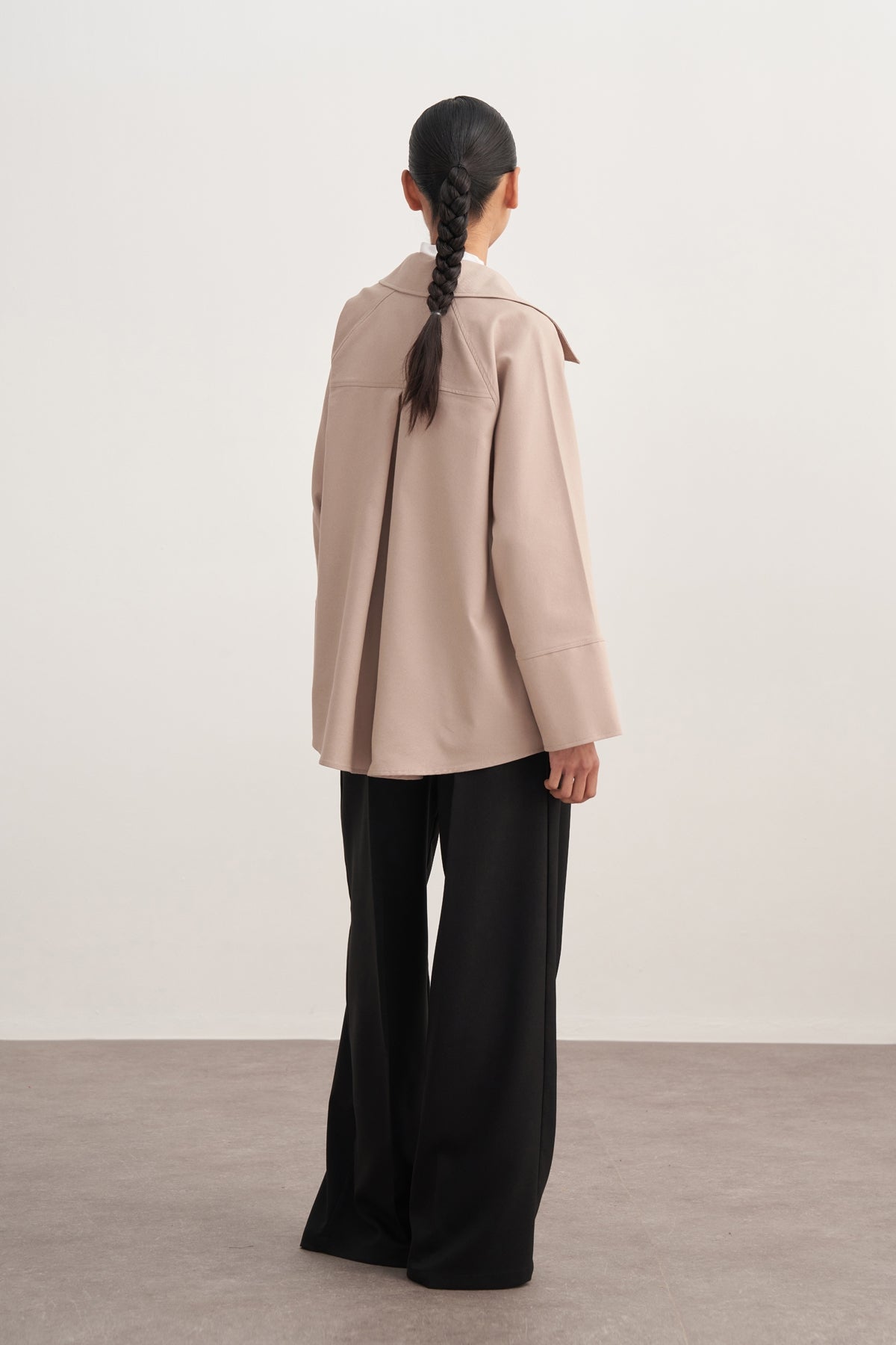 Kadın Gabardin Kruvaze Gömlek Bej