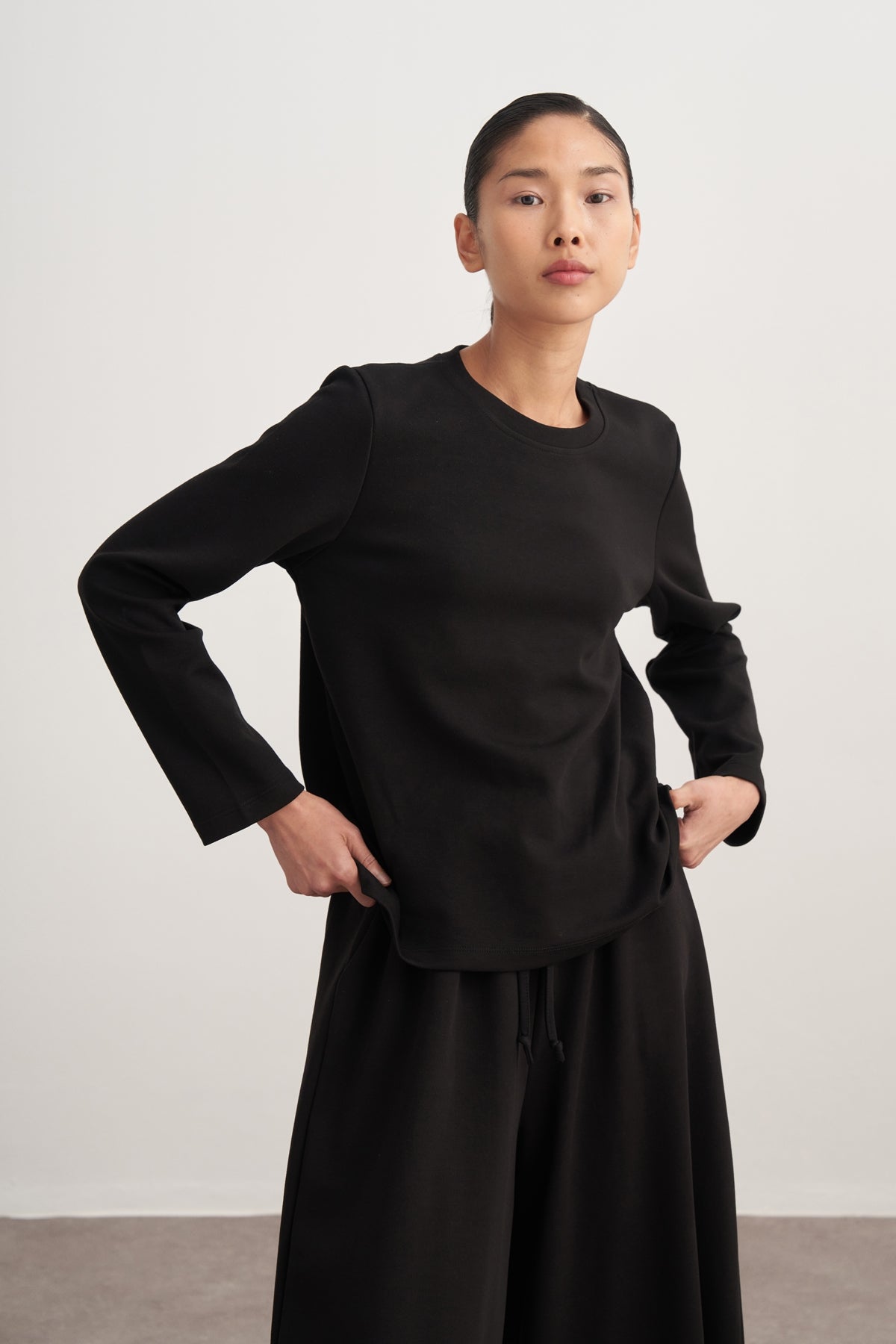 Kadın İnterlok Uzun Kollu Body Siyah