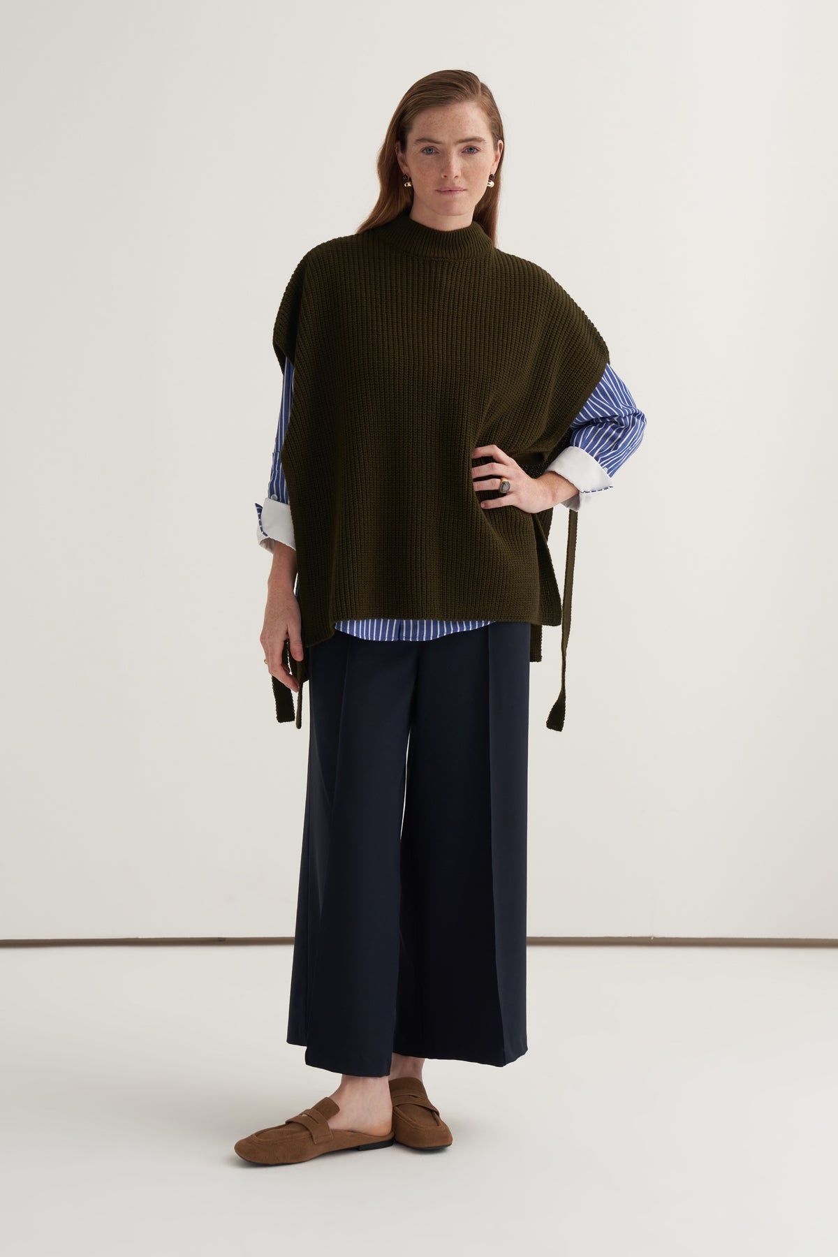 Kadın Uzun Bağlamalı Süveter Haki