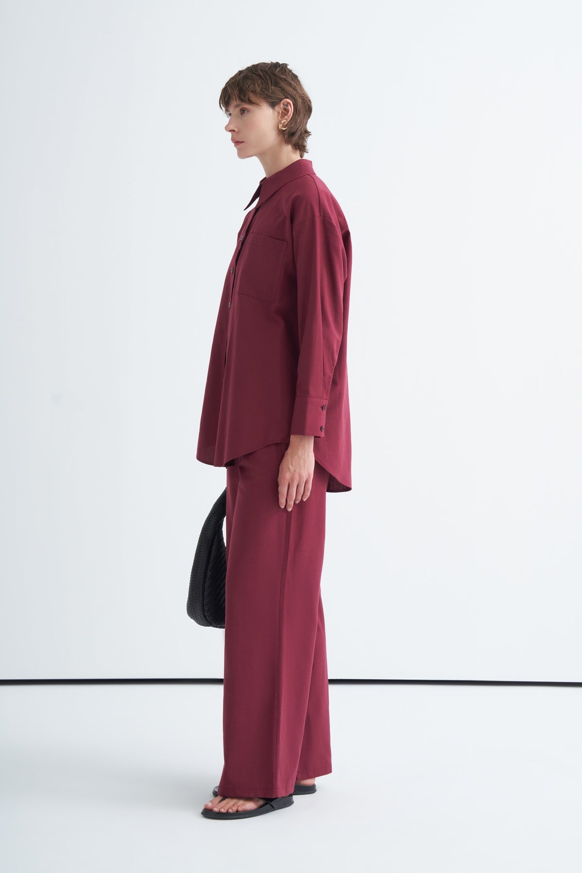 Basic Gömlek Pantolon Takım Bordo