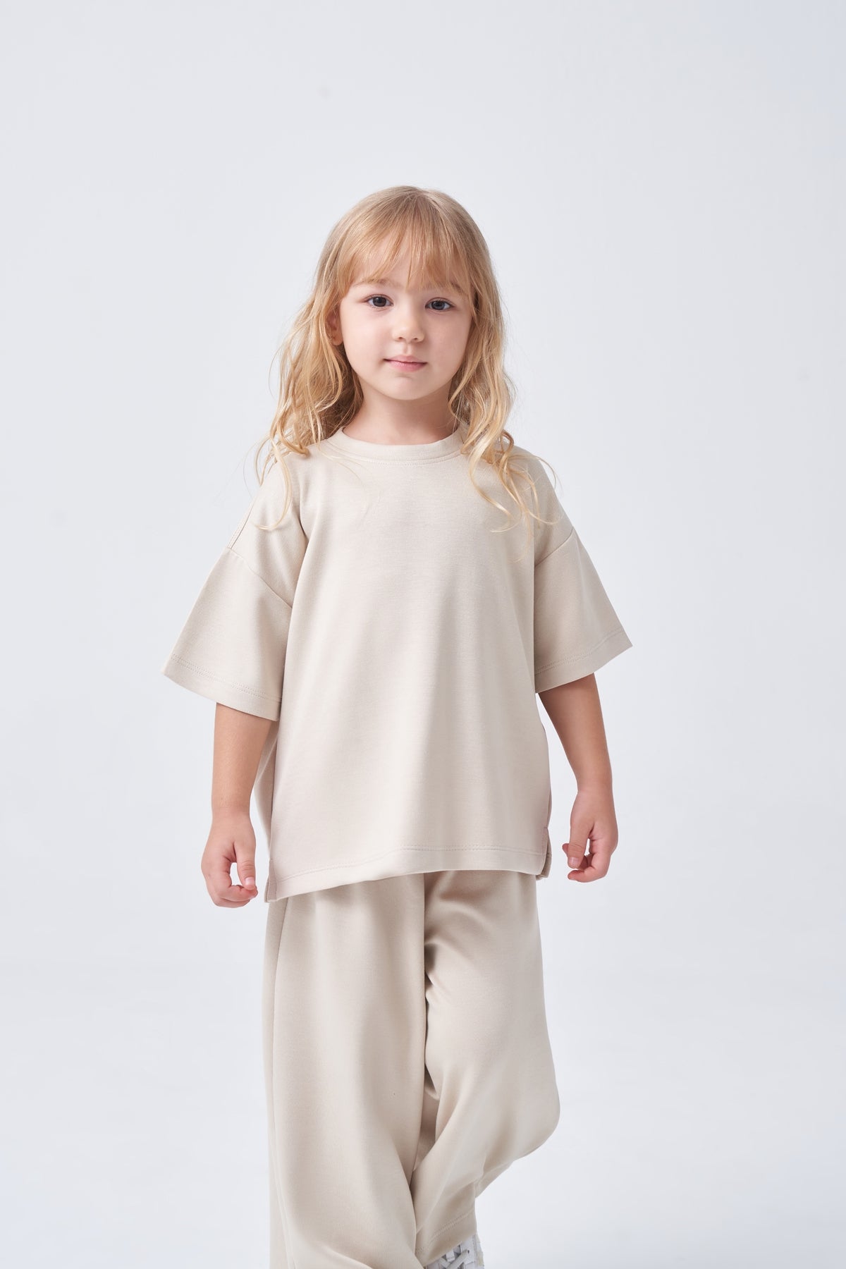 Unisex Çocuk Oversize Basic Takım Bej