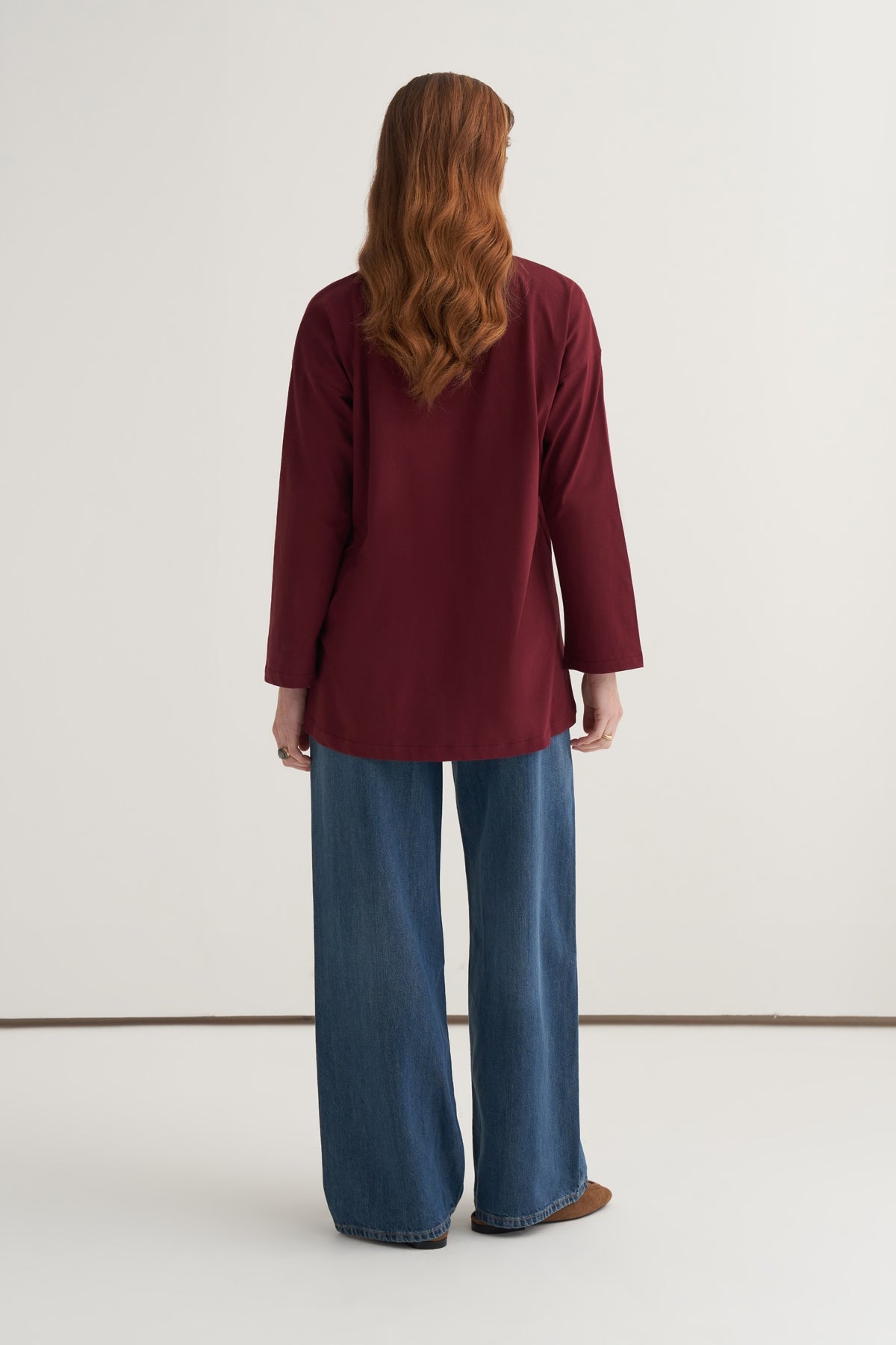 Kadın Basic Uzun Kollu Sweat Bordo