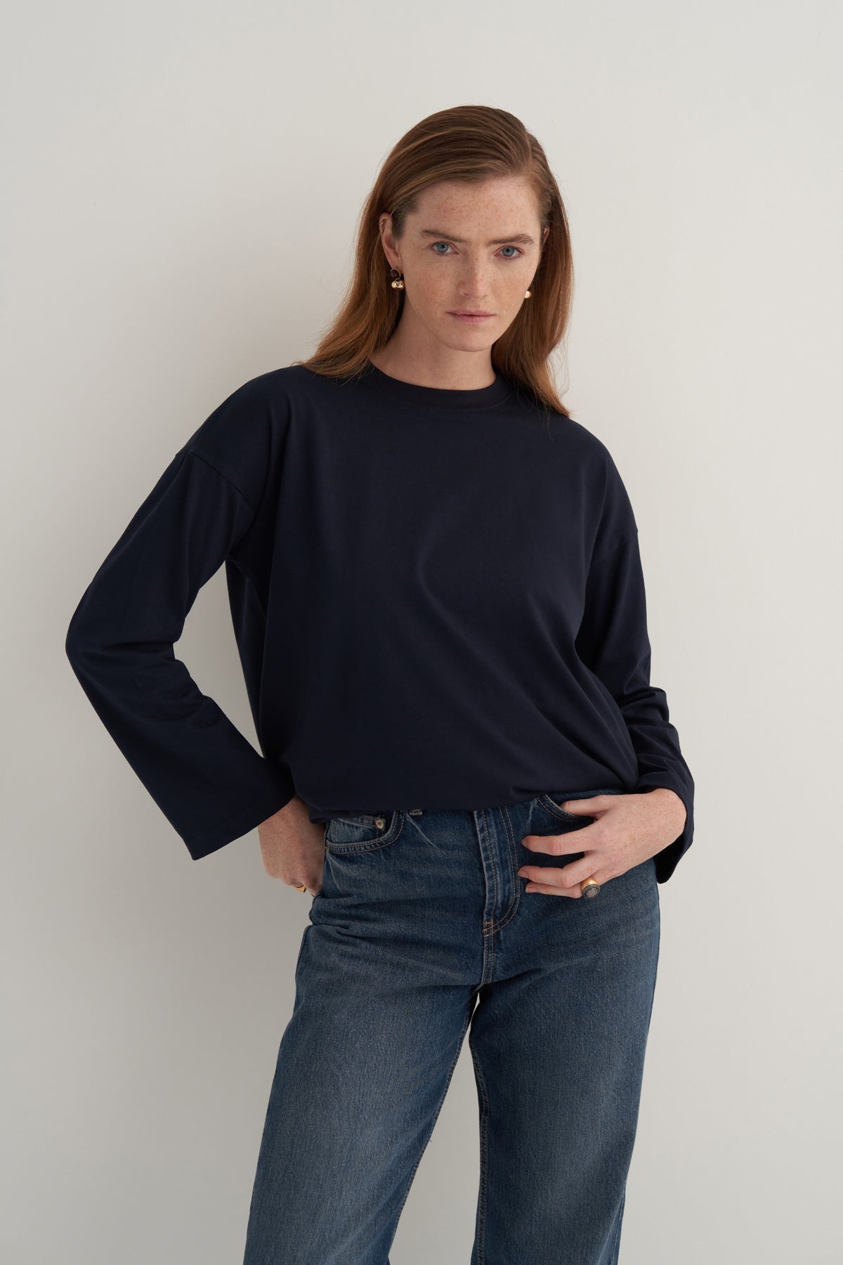 Kadın Basic Uzun Kollu Sweat Lacivert